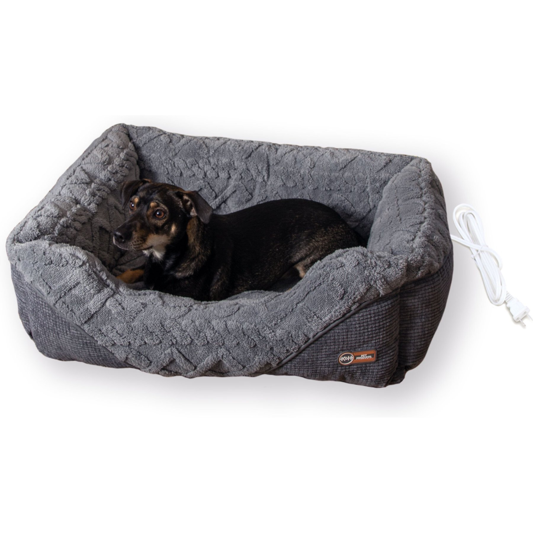 K&H Pet Products Thermo-Pet Lounge Sleeper Heated Bolster Dog & Cat Bed, Gray K&H Pet Products