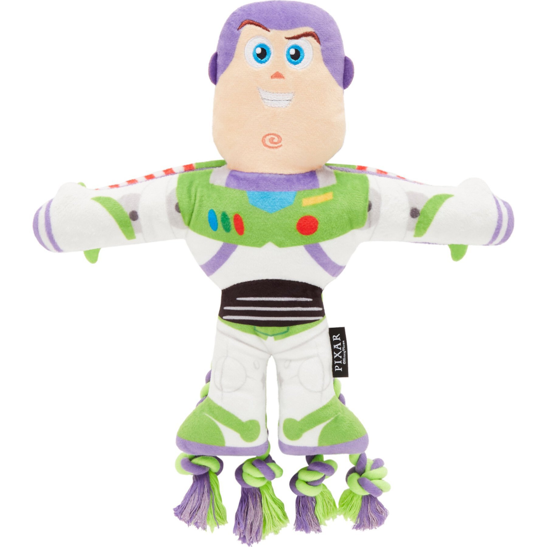 Pixar Buzz Lightyear Plush with Rope Squeaky Dog Toy Pixar