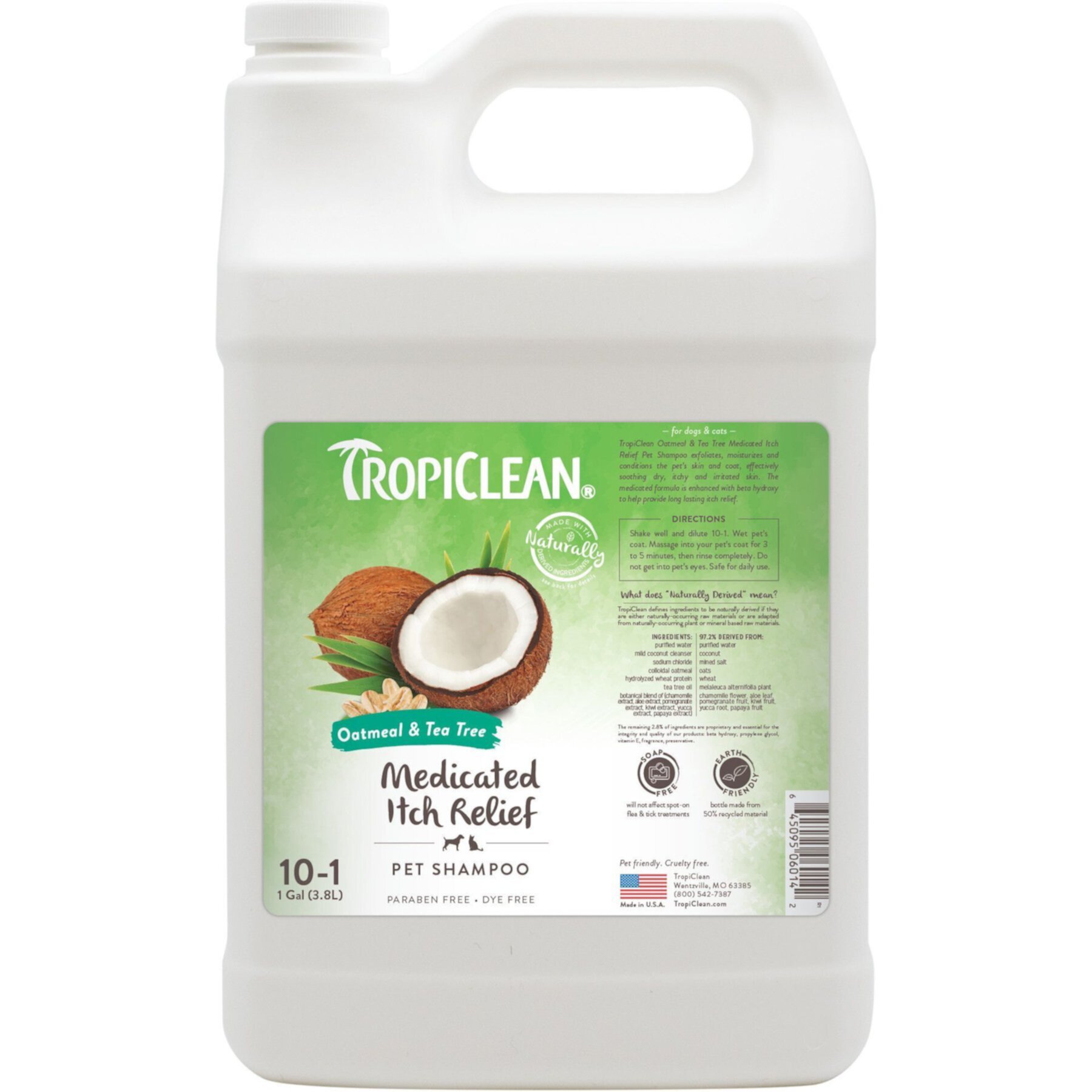 TropiClean Medicated Itchy Skin Relief Oatmeal & Tea Tree Dog Shampoo TropiClean