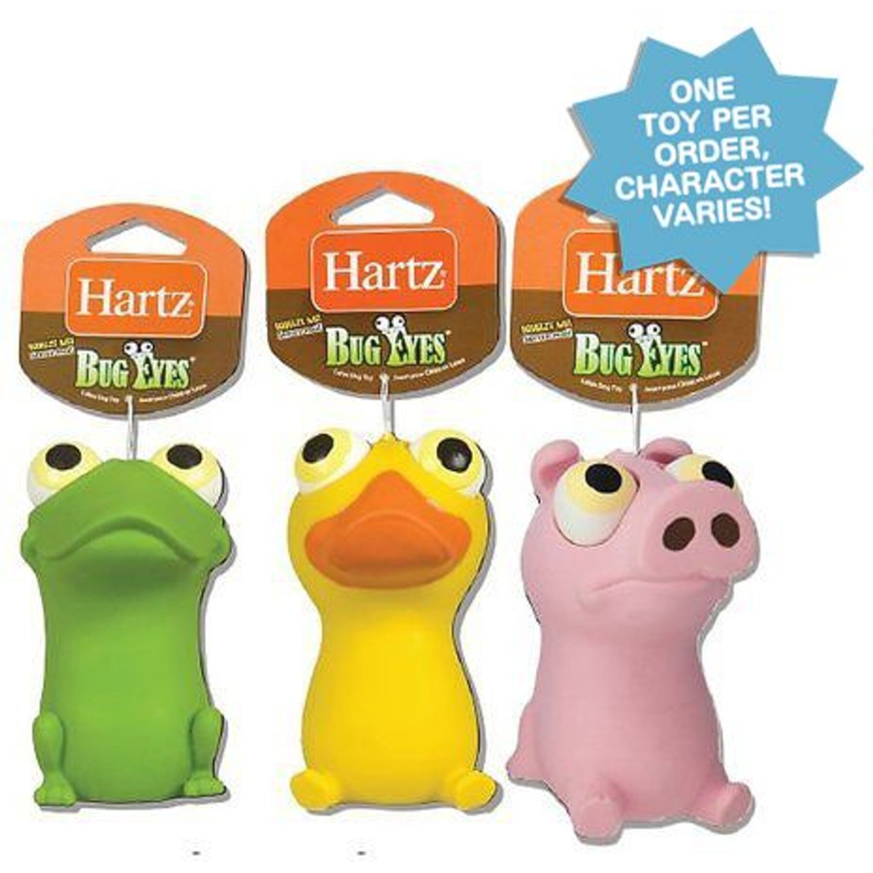 Hartz Bug Eyes Squeak Latex Dog Toy, Character Varies Hartz