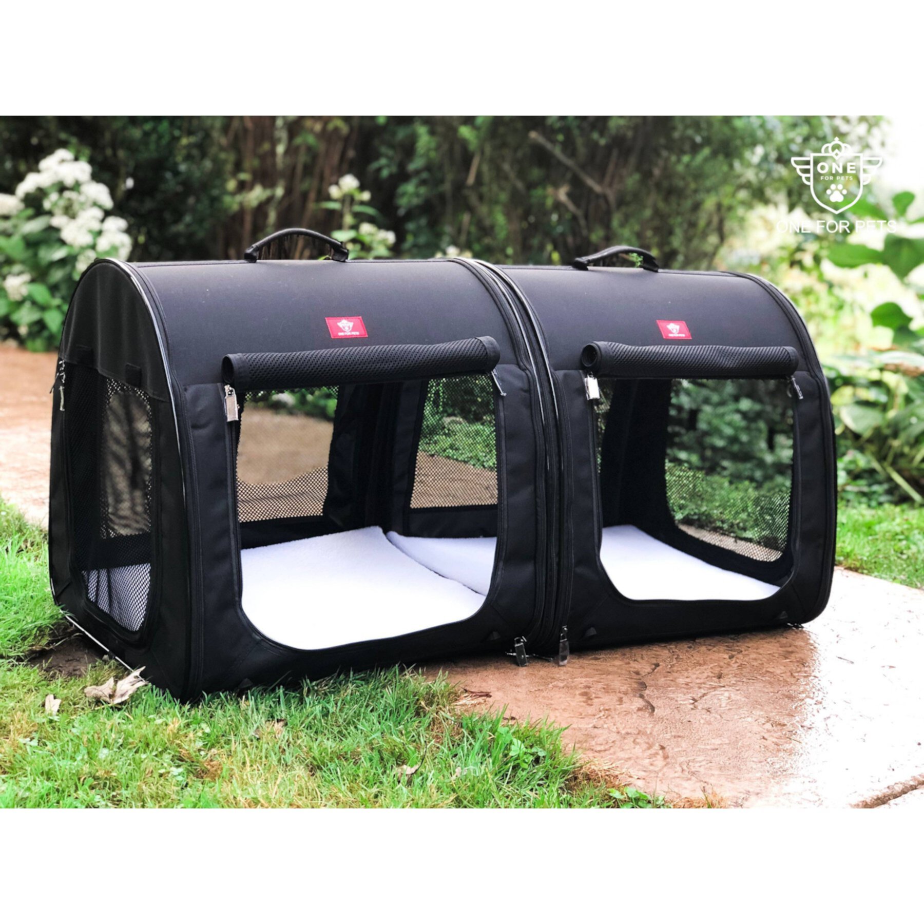 One for Pets Portable 2-in-1 Double Dog & Cat Kennel One for Pets