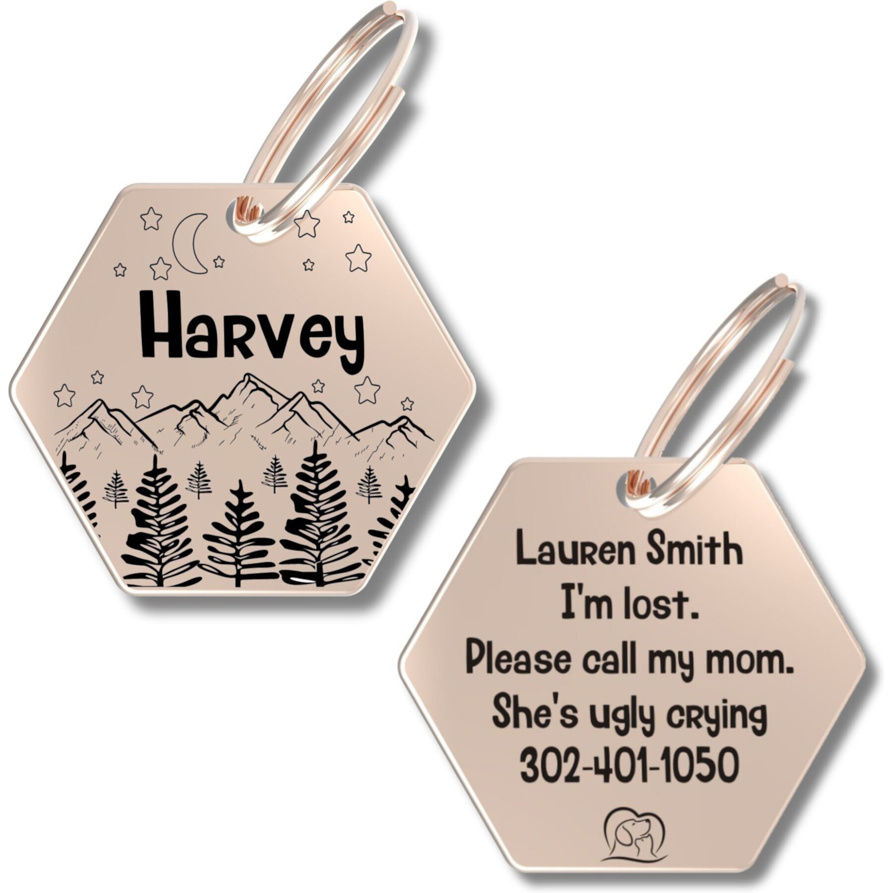 PawFurEver Hexagon Personalized Dog ID Tag PawFurEver