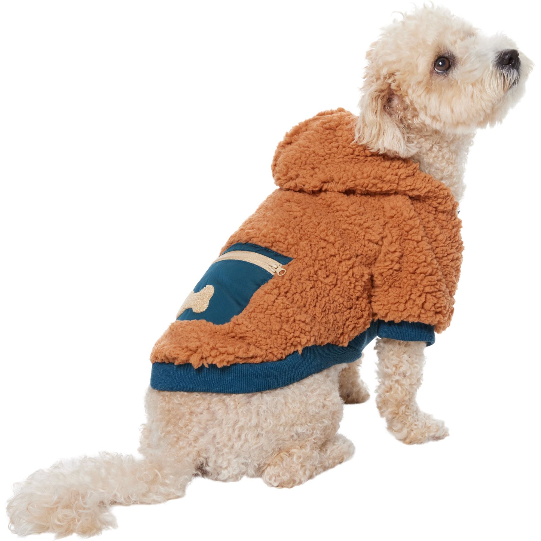 Frisco Wubby Textured Fleece Dog & Cat Hoodie w/ Pocket Frisco