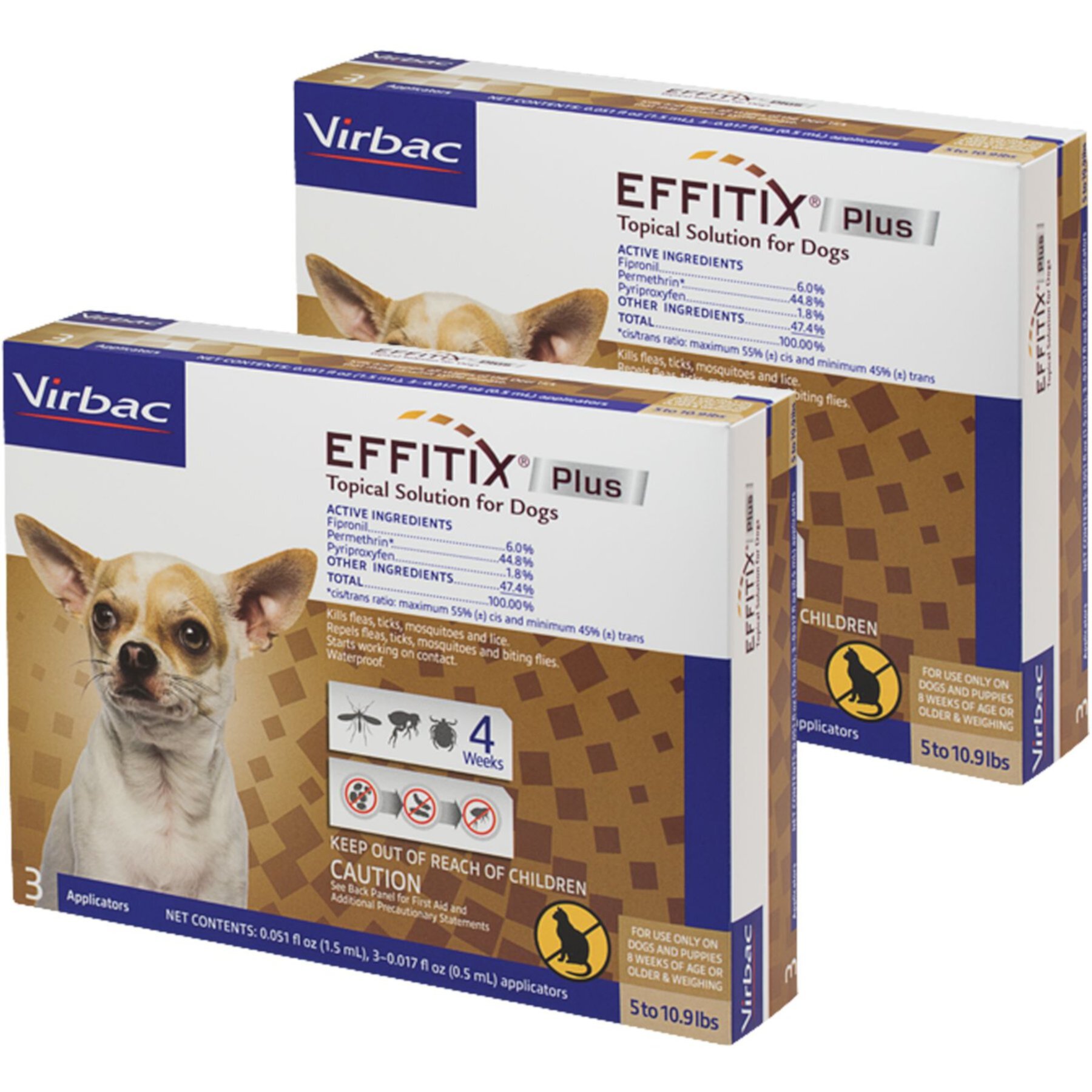 Virbac EFFITIX Flea & Tick Spot Treatment for Dogs, 5-10.9 lbs Virbac