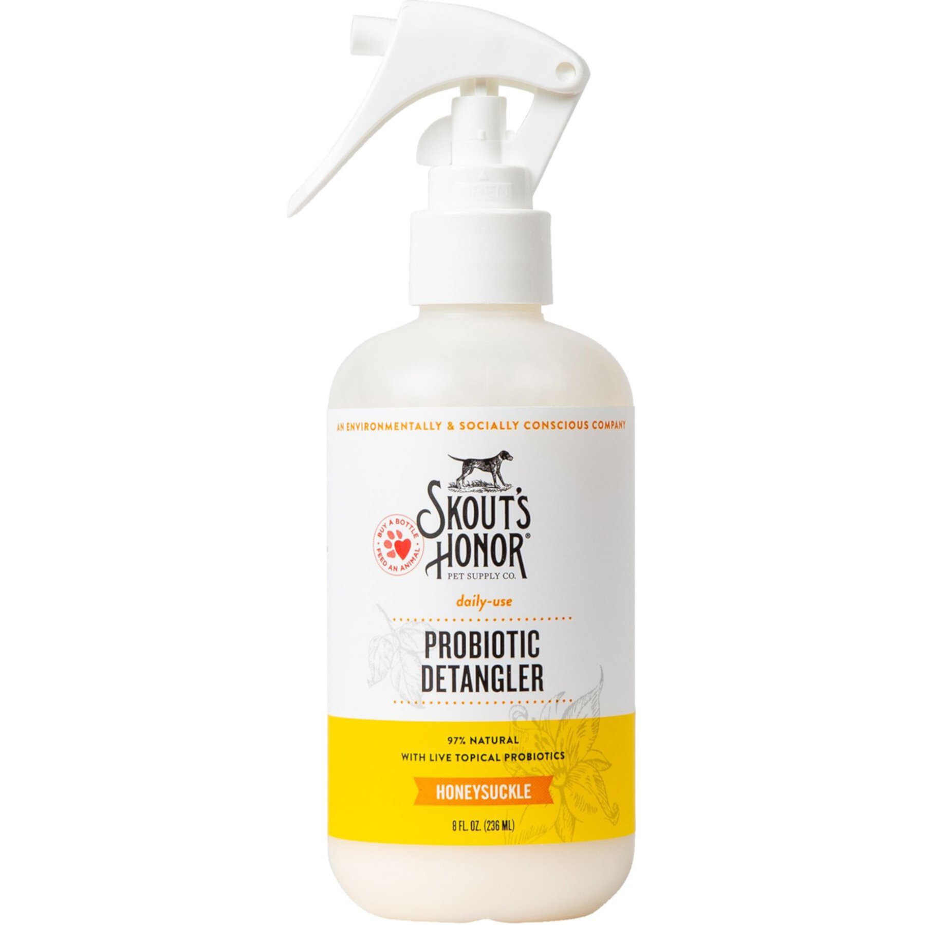 Skout's Honor Probiotic Honeysuckle Daily Use Pet Detangler Skout'S Honor