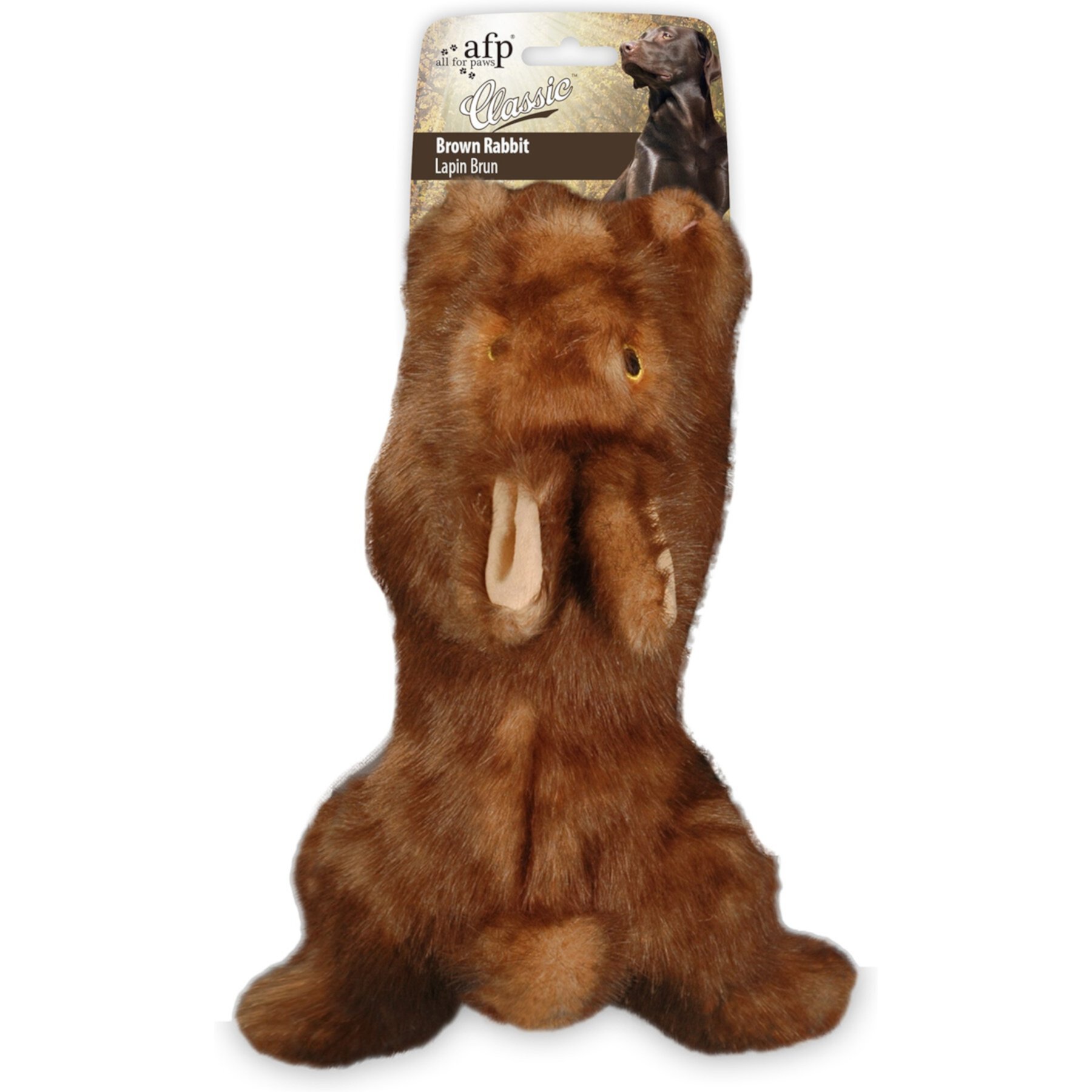 allforpaws Classic Brown Rabbit Plush Dog Toy, Brown, Large allforpaws