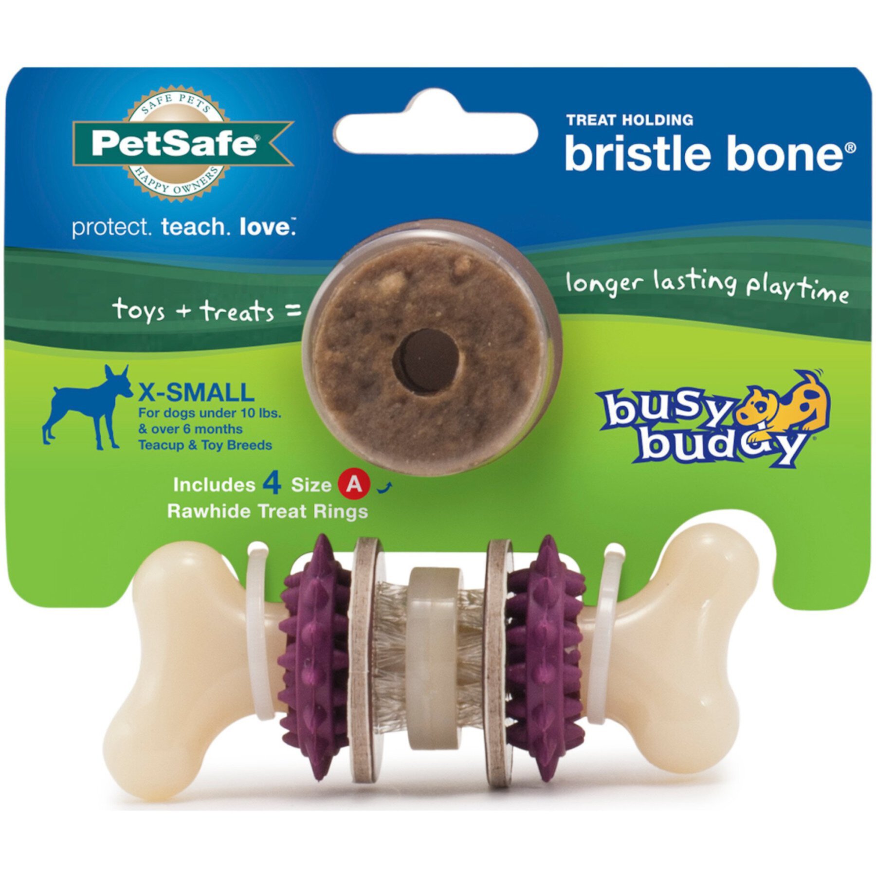 PetSafe Busy Buddy Bristle Bone Treat Dispenser Tough Dog Chew Toy PetSafe