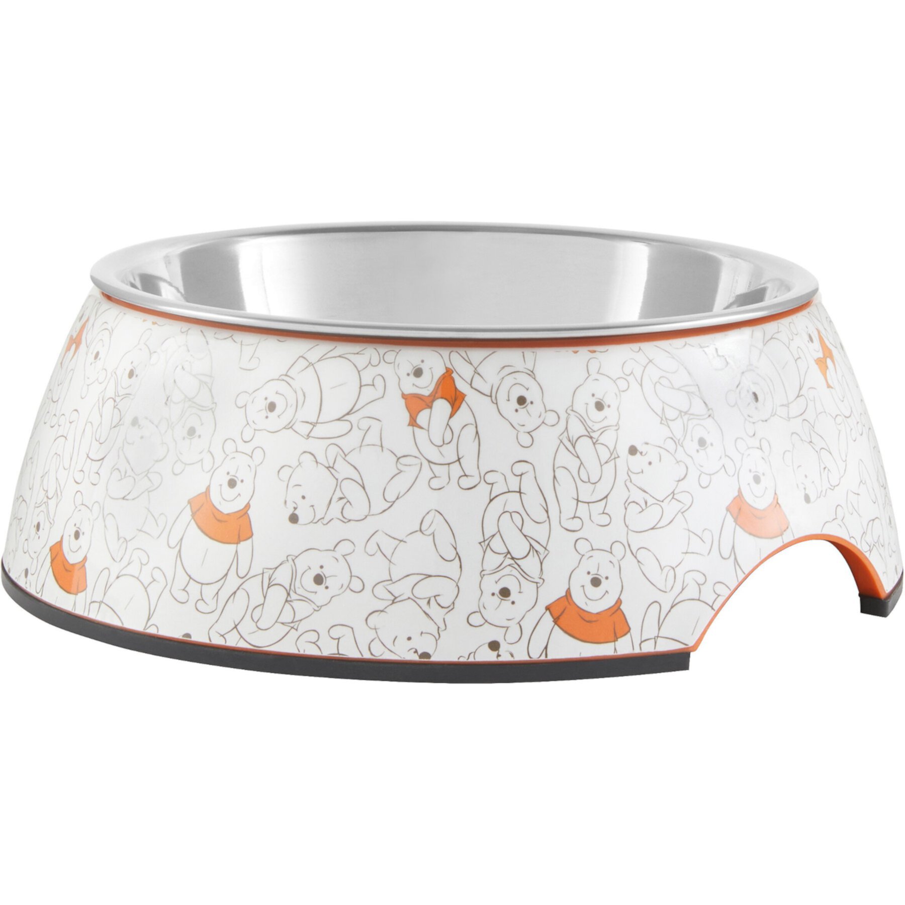 Disney Winnie the Pooh Non-Skid Stainless Steel with Melamine Stand Dog & Cat Bowl, Orange Disney