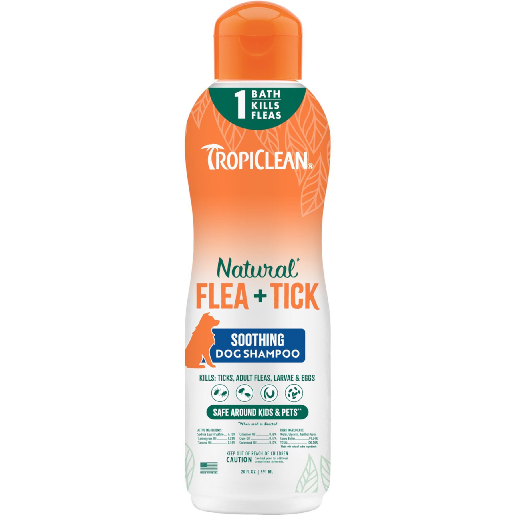 TropiClean Plus Soothing Natural Flea & Tick Treatment Dog Shampoo TropiClean