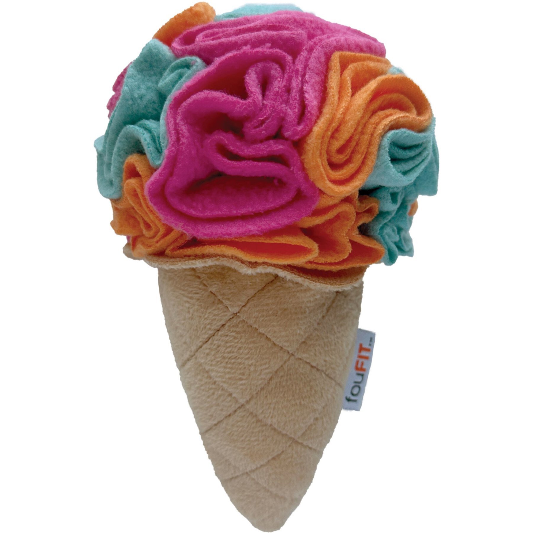 fouFIT Hide 'n Seek Ice Cream Snuffle, Rainbow Sherbet Squeaky Dog Treat Dispenser Toy fouFIT