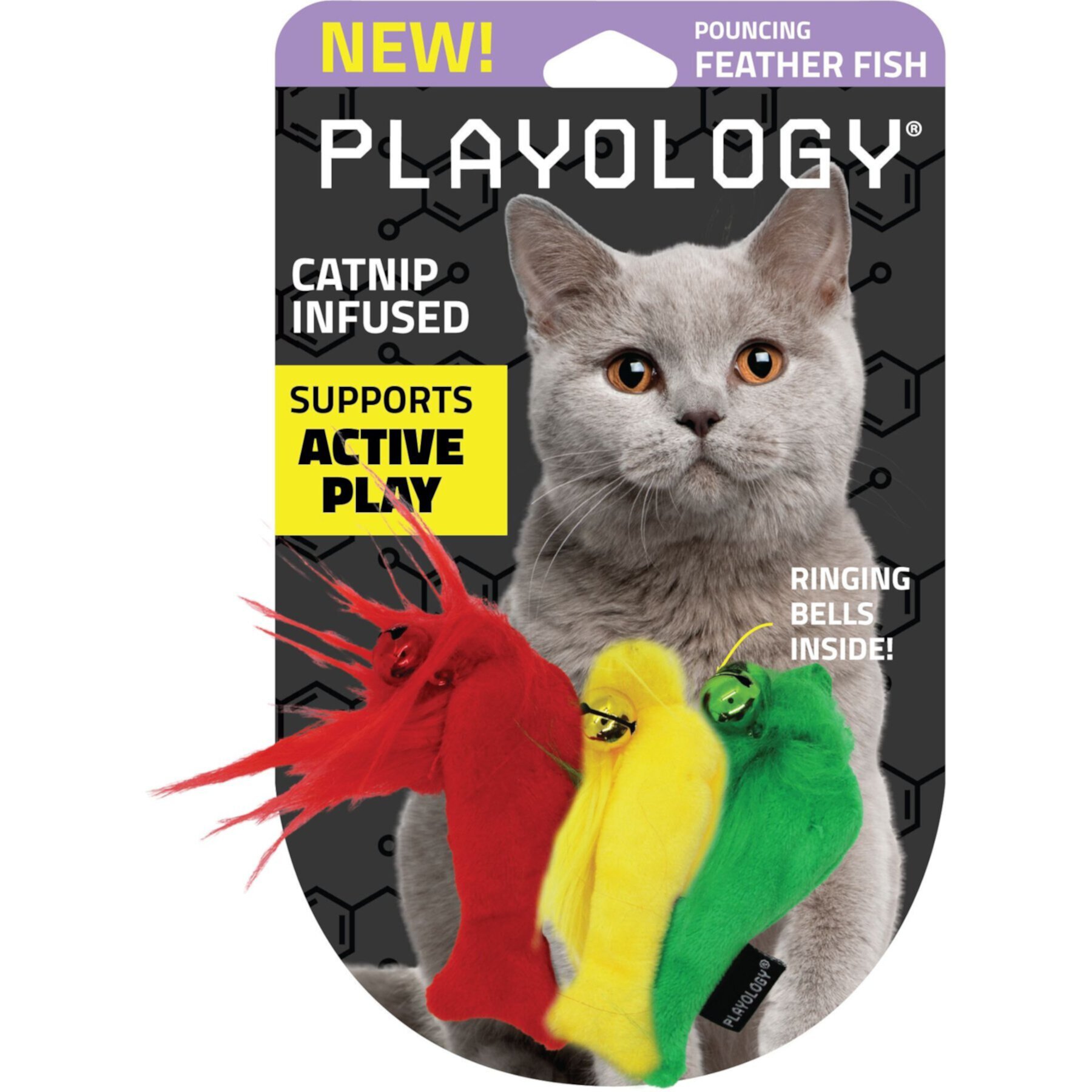 Playology Felt Fish Cat Toy with Catnip, 3 count Playology