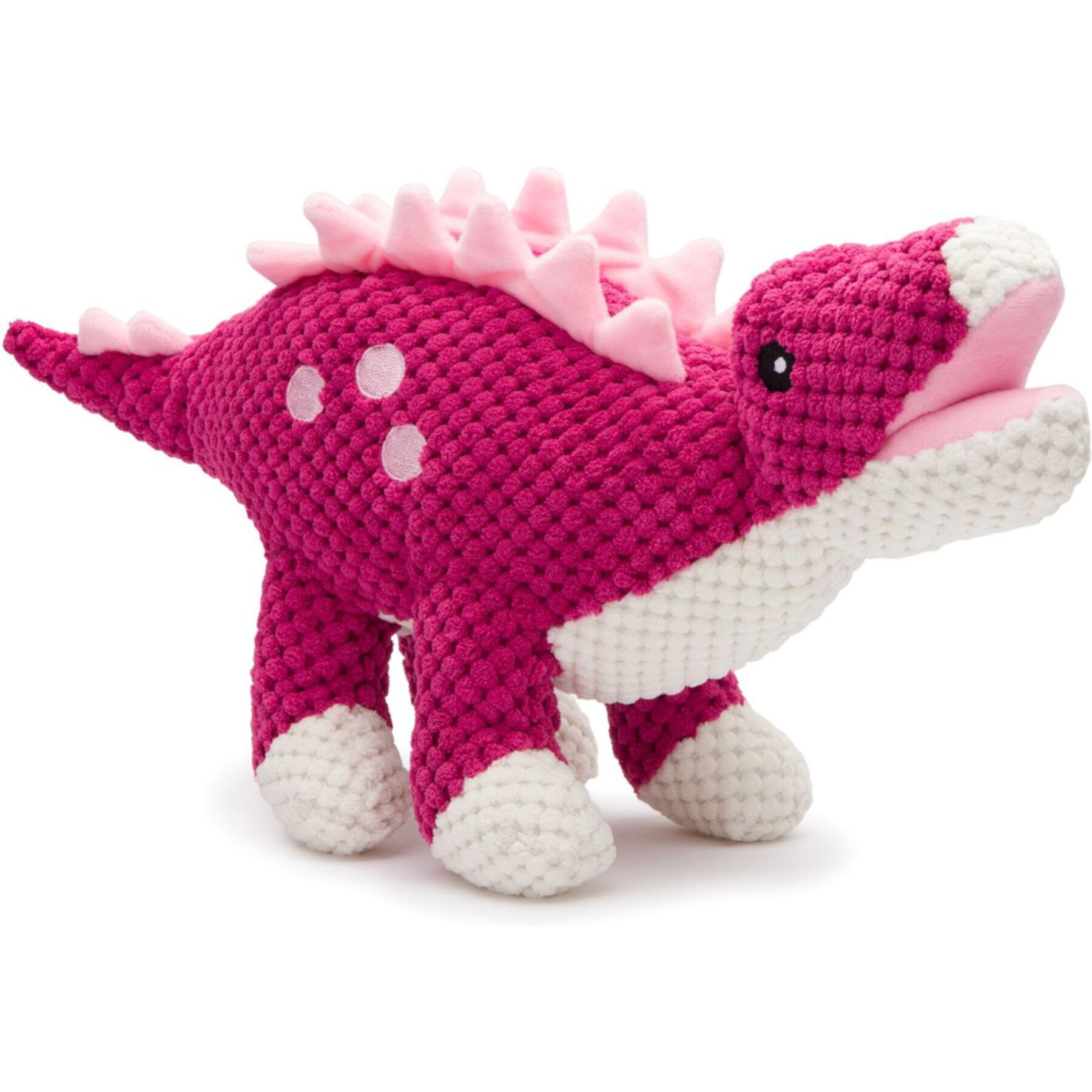 fabdog Floppy Stegosaurus Dinosaur Squeaky Plush Dog Toy, Red fabdog