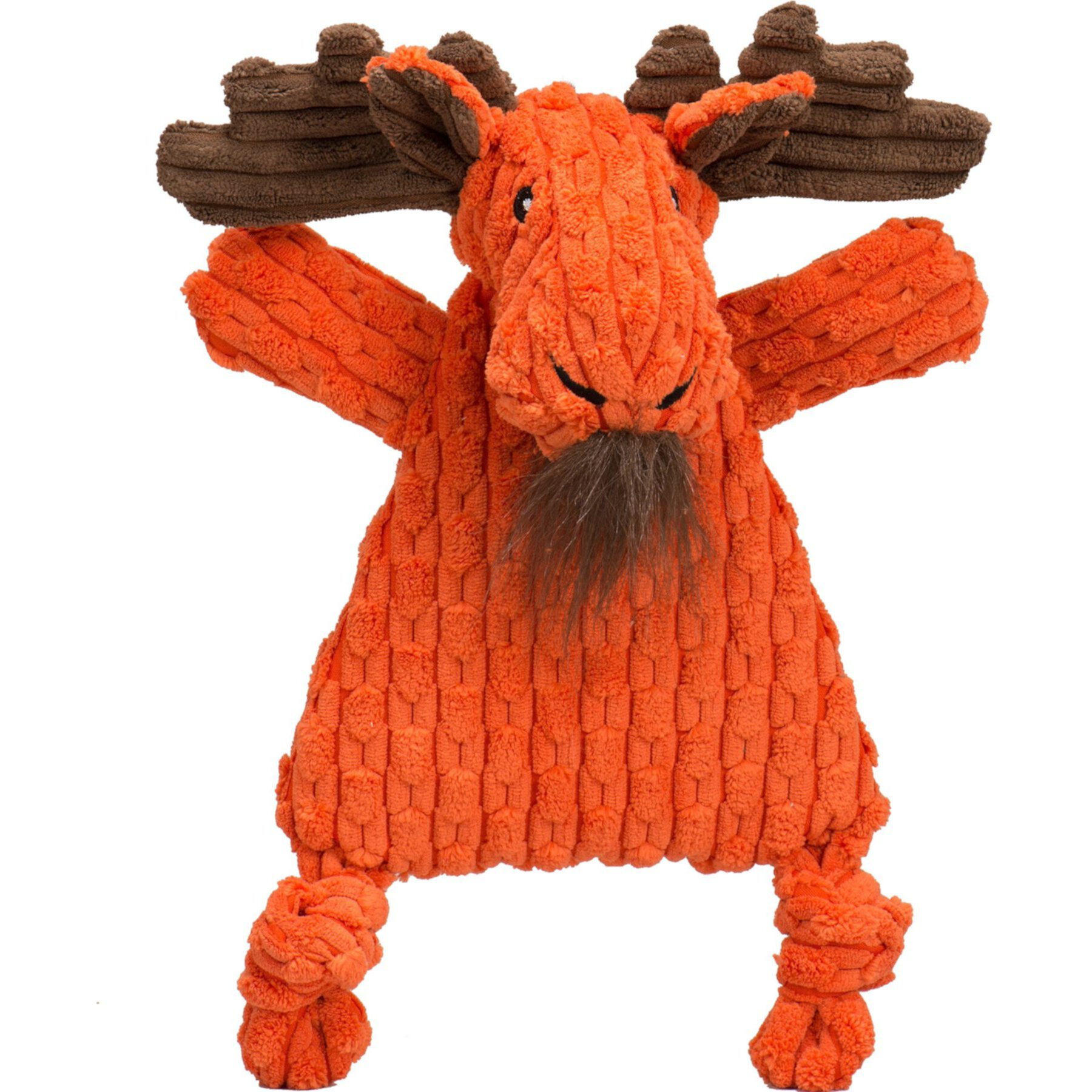 HuggleHounds Morris Moose HuggleFlatties Tough Plush Dog Toy, Orange, Large HuggleHounds