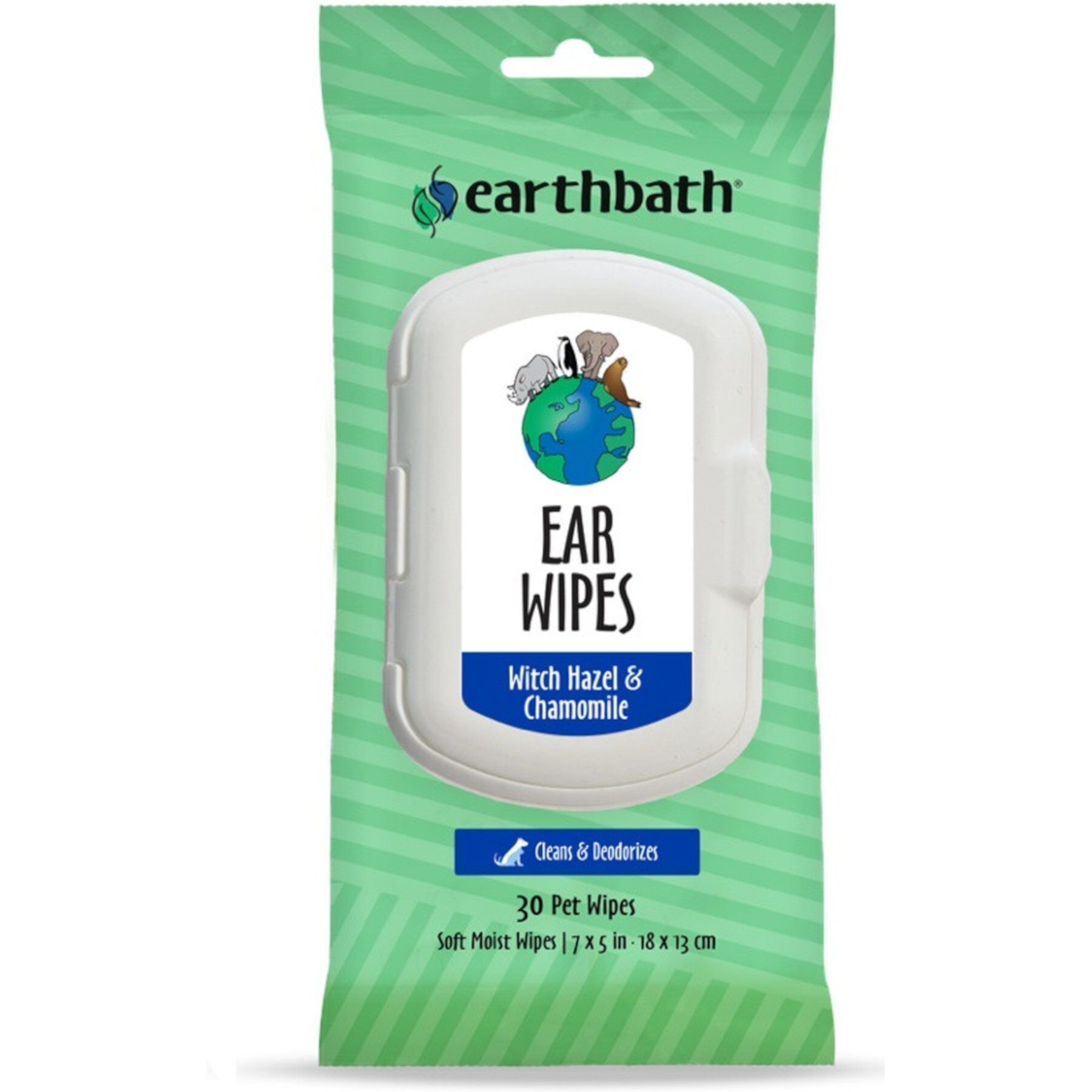 Earthbath Witch Hazel & Chamomile Cat & Dog Ear Wipes, 30 count earthbath