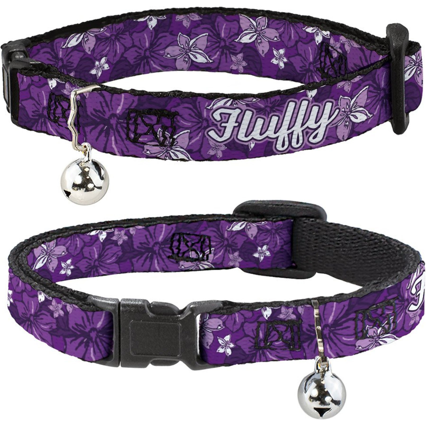 Buckle-Down Personalized Breakaway Cat Collar with Bell, Hibiscus Collage Buckle-Down