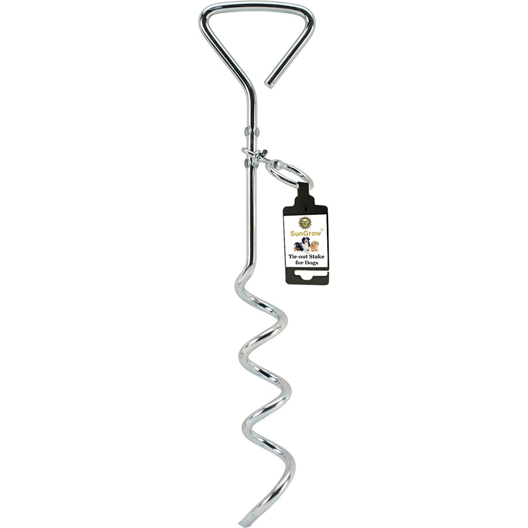 SunGrow Dog Tie Out Cable Stake, Escape Proof for Outside Training & Camping Gear SunGrow