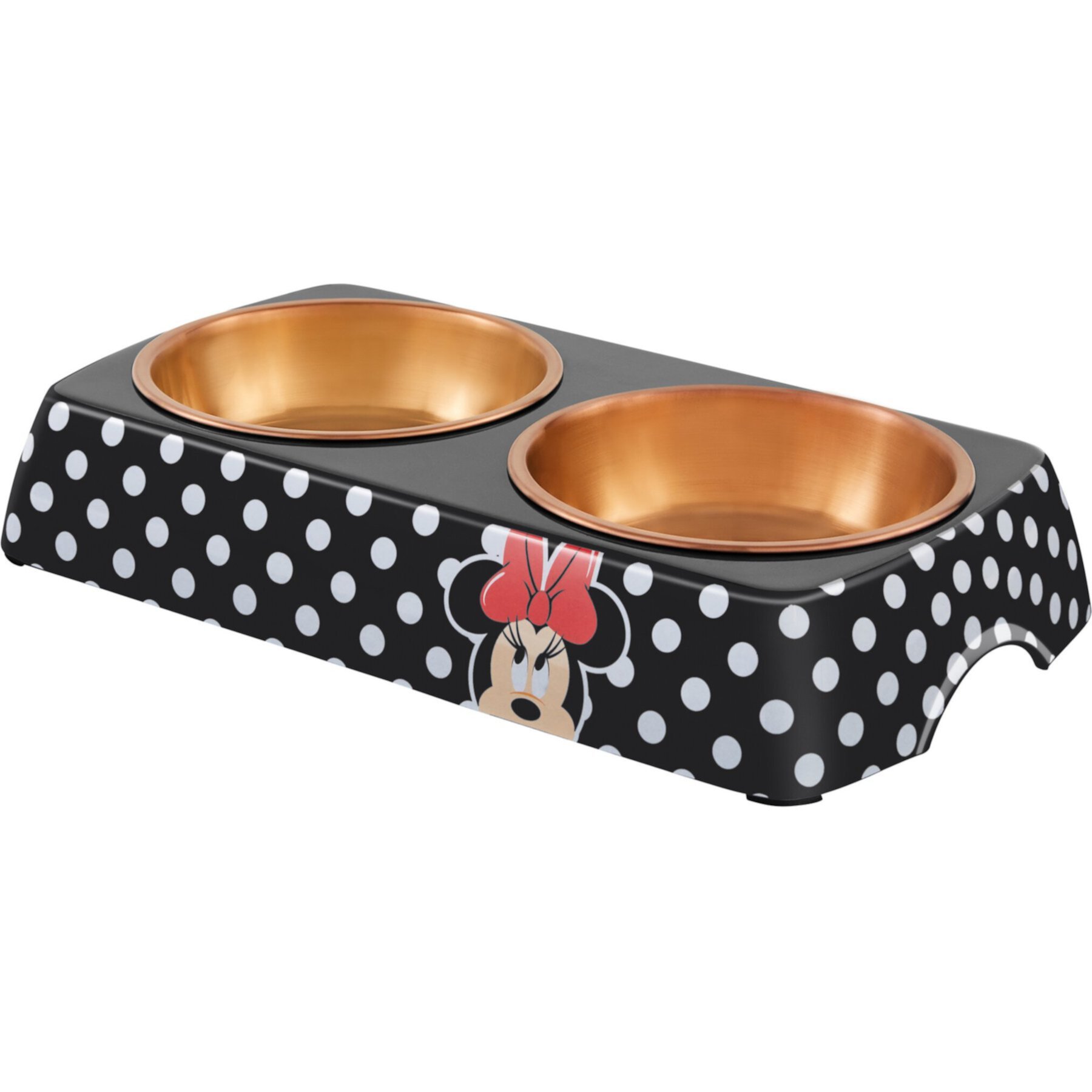 Disney Mickey Mouse Orange Bamboo Melamine Stainless Steel Double Dog & Cat Bowl Disney