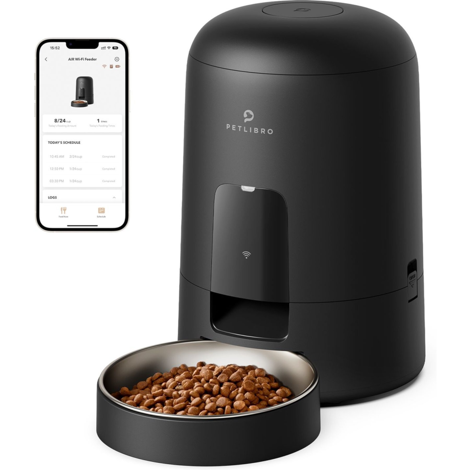 Petlibro Air Wi-Fi Automatic Dog & Cat Feeder, Black, 2-L Petlibro