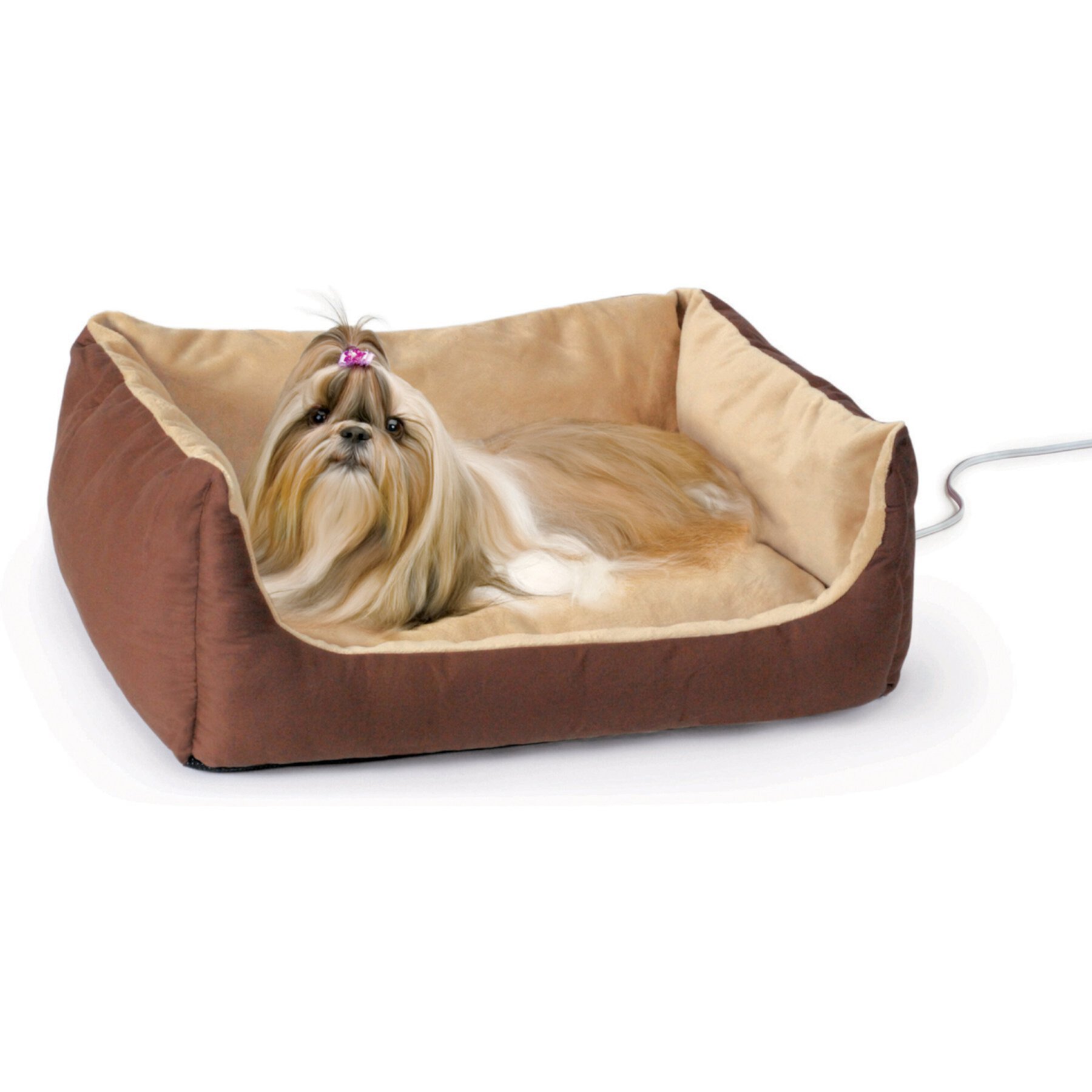 K&H Pet Products Thermo-Pet Cuddle Cushion Indoor Heated Bolster Cat & Dog Bed, Mocha K&H Pet Products