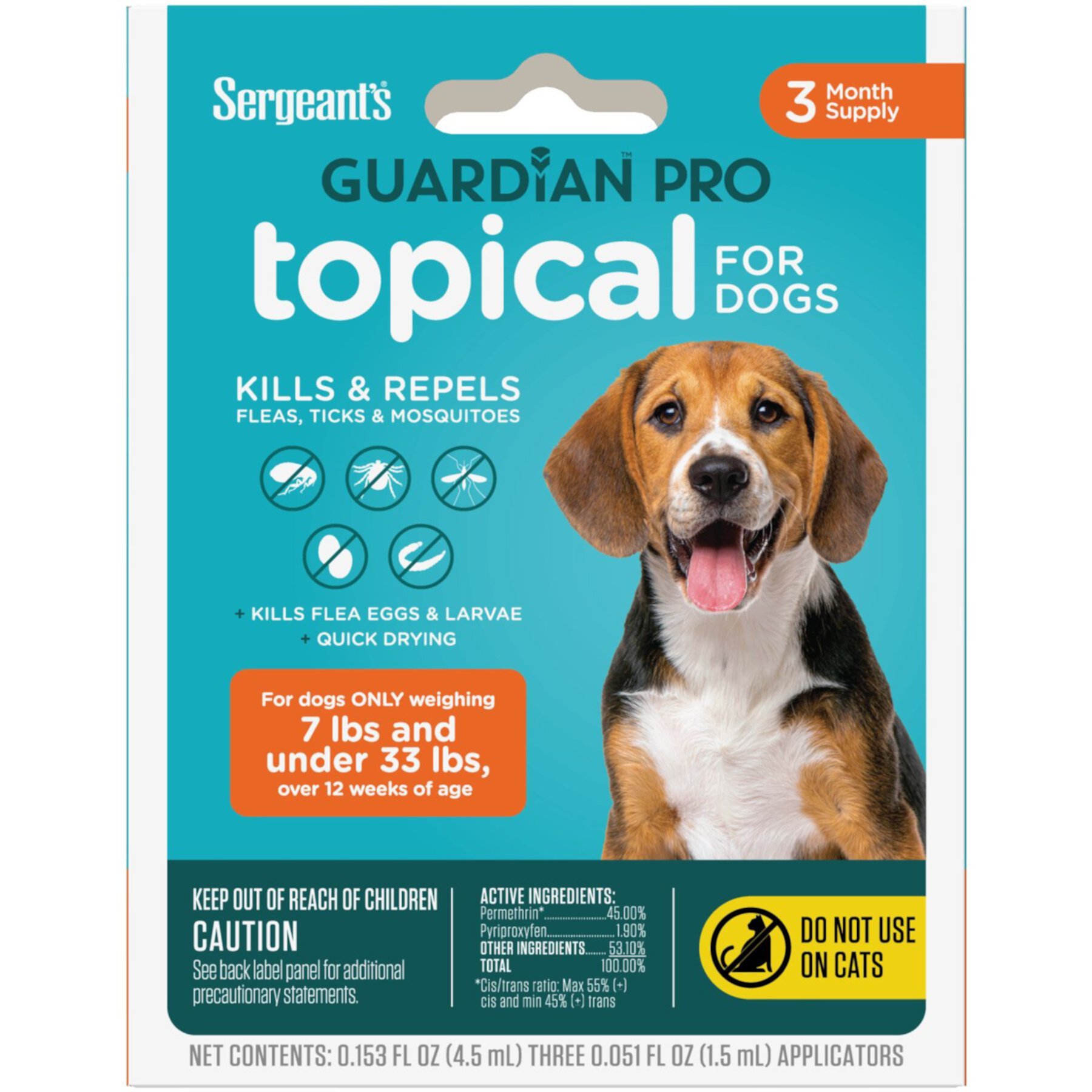 Sergeant's Guardian Pro Dog Flea & Tick Topical Treatment, under 33-lb, 3 count Sergeant'S