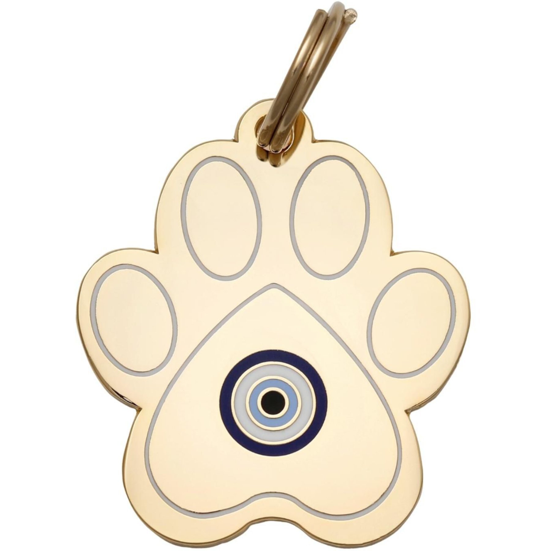 Two Tails Pet Company Paw & Evil Eye Brass Non-Personalized Dog & Cat ID Tag, Gold Two Tails Pet Company