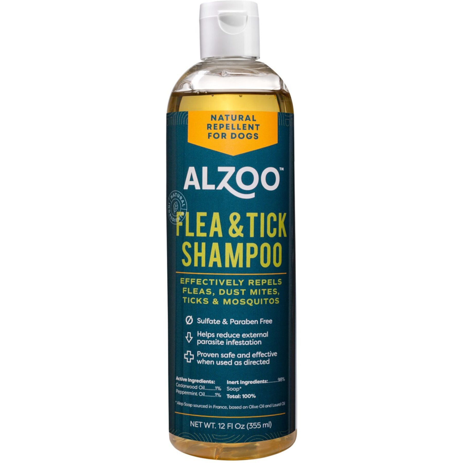 ALZOO Plant Based Flea & Tick Shampoo for Dogs, 12-fl oz bottle Alzoo