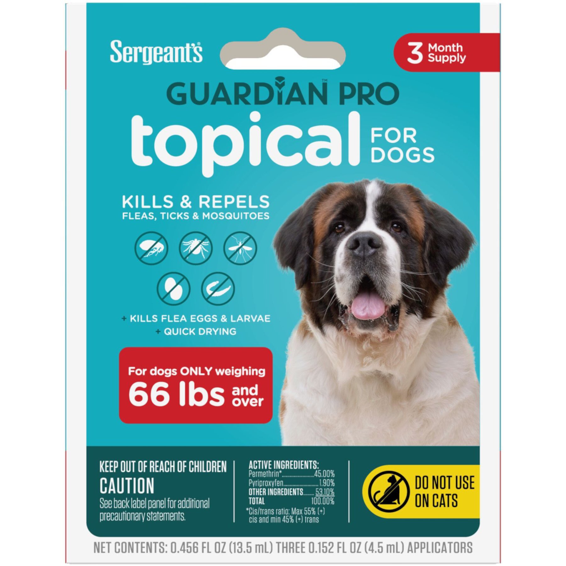 Sergeant's Guardian Dog Pro Flea & Tick Topical Treatment, over 66-lb, 3 count Sergeant'S