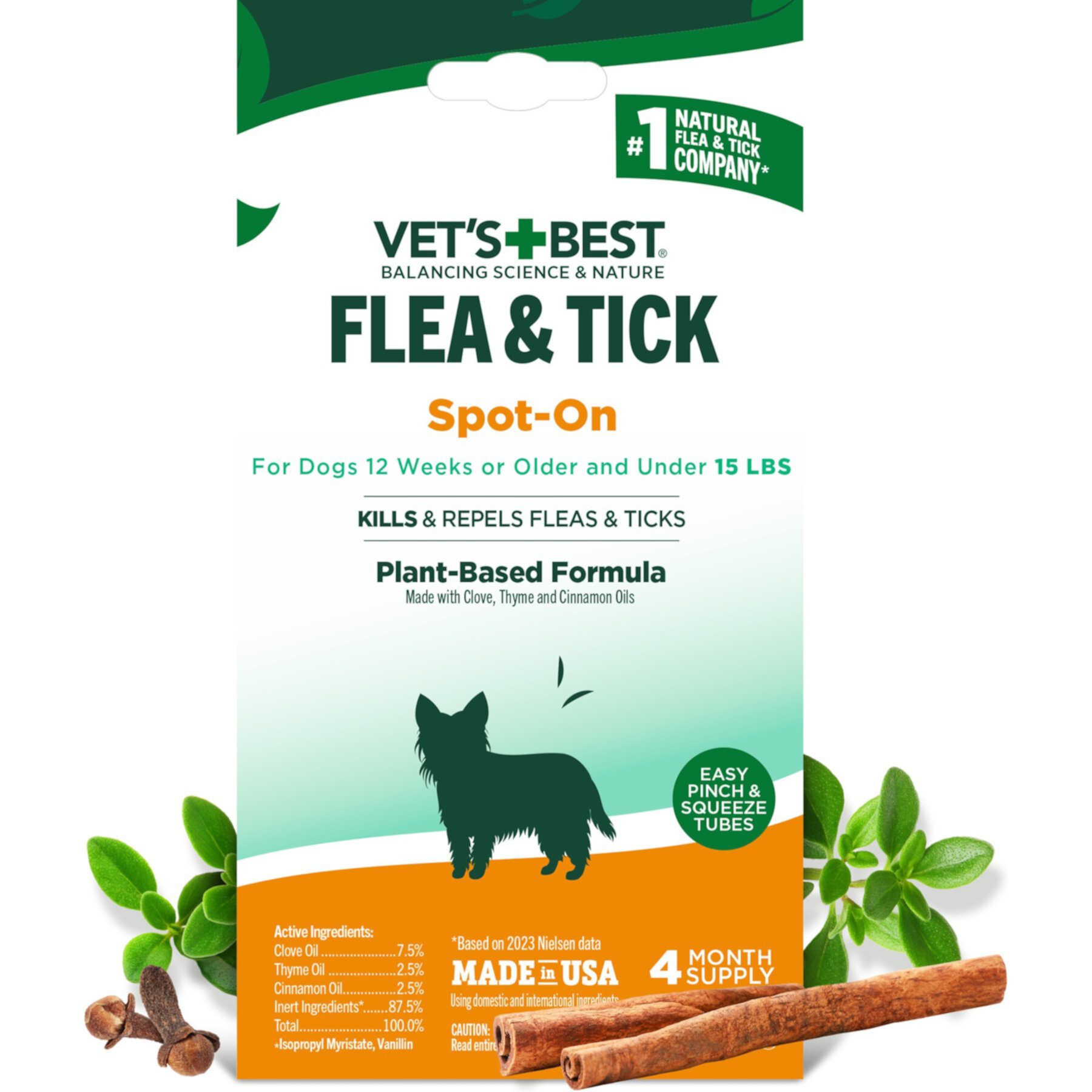 Vet's Best Flea & Tick Spot Treatment for Dogs, 16-40 lbs Vet's Best