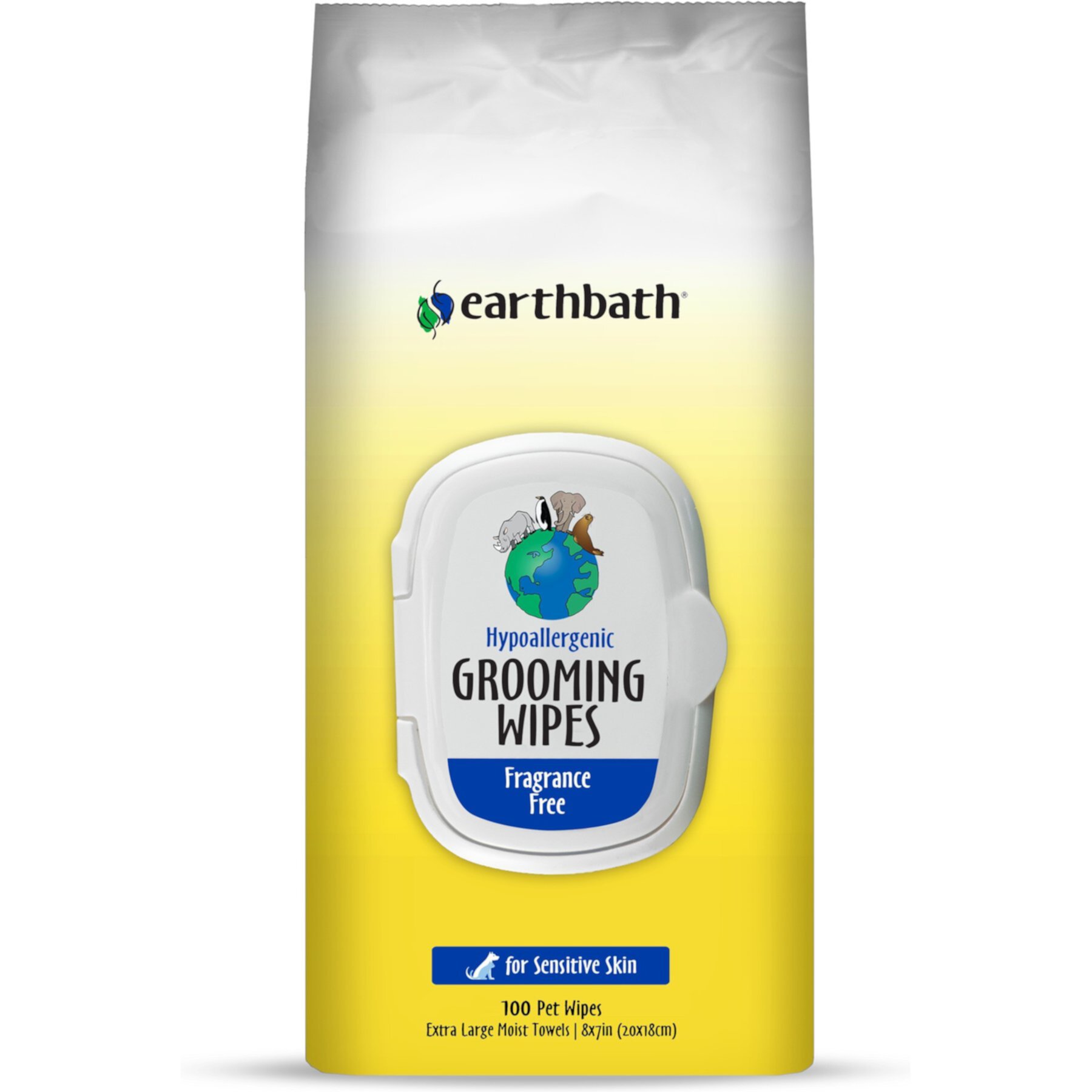 Earthbath Hypo-Allergenic Fragrance Free Cat & Dog Grooming Wipes earthbath