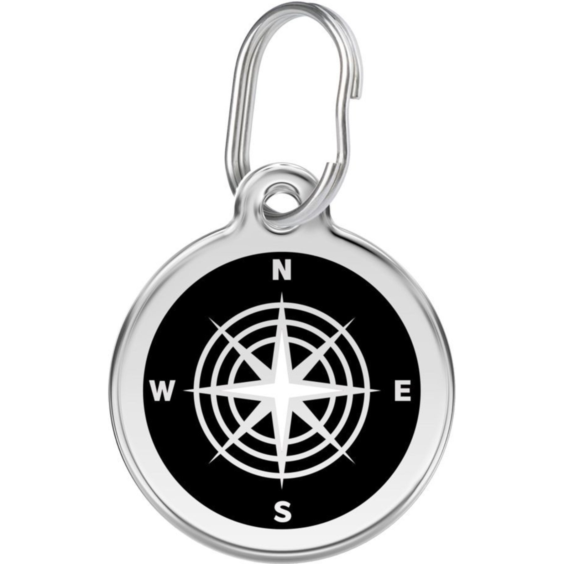 Red Dingo Compass Stainless Steel Personalized Dog & Cat ID Tag, Black Red Dingo