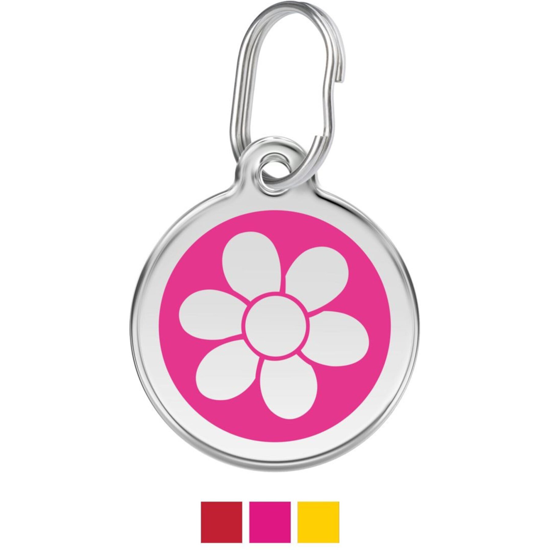 Red Dingo Flower Stainless Steel Personalized Dog & Cat ID Tag Red Dingo