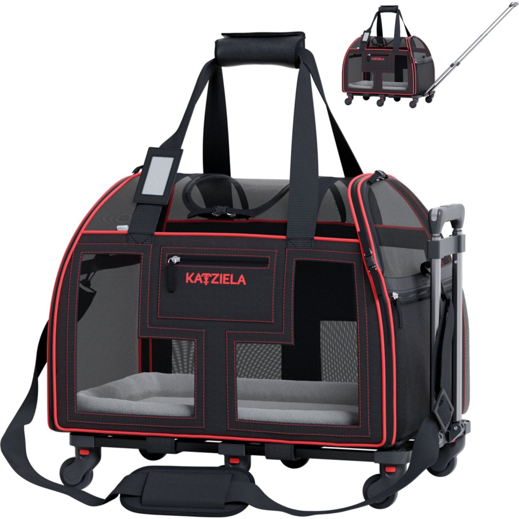 Katziela Luxury Lorry Pro Removable Wheels & Double Telescopic Handle Dog & Cat Carrier Katziela