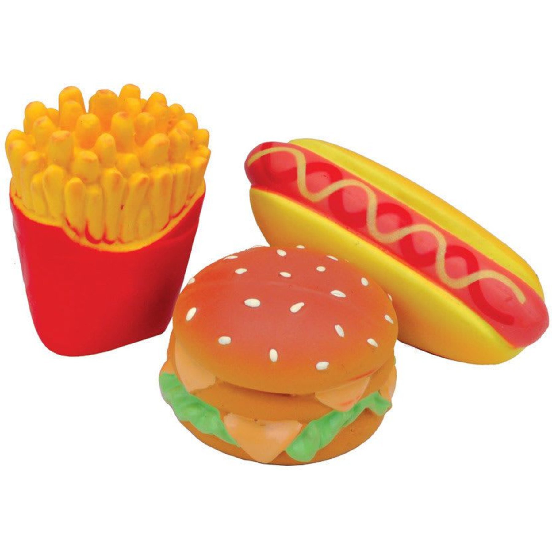 Li'l Pals Hamburger, Fries, & Hot Dog Squeaky Dog Toy Set, 3 count Li'l Pals