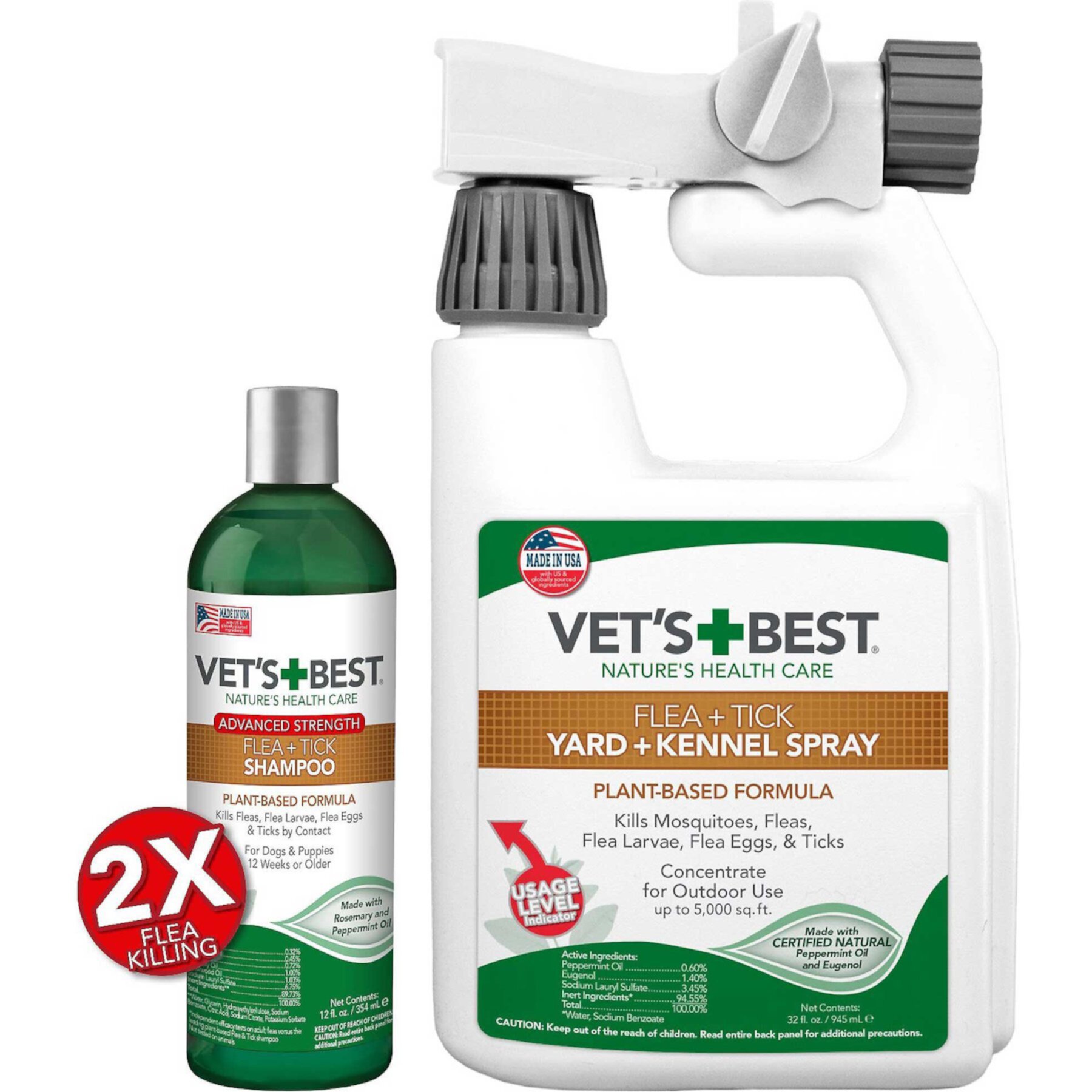 Vet's Best Advanced Strength Flea & Tick Dog Shampoo & Vet's Best Flea + Tick Yard & Kennel Spray for Dogs Vet's Best