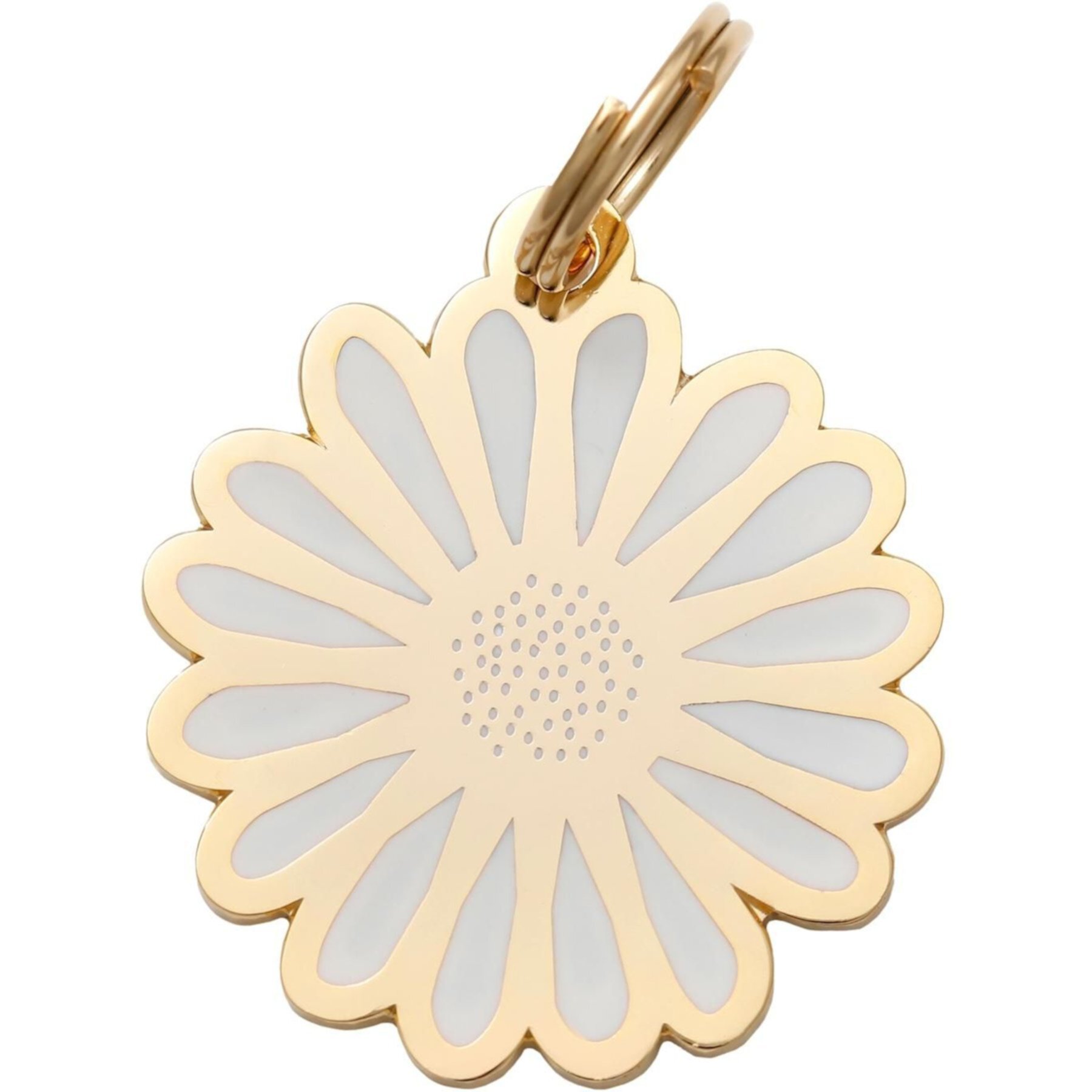 Two Tails Pet Company Daisy Brass Non-Personalized Dog & Cat ID Tag, White Two Tails Pet Company