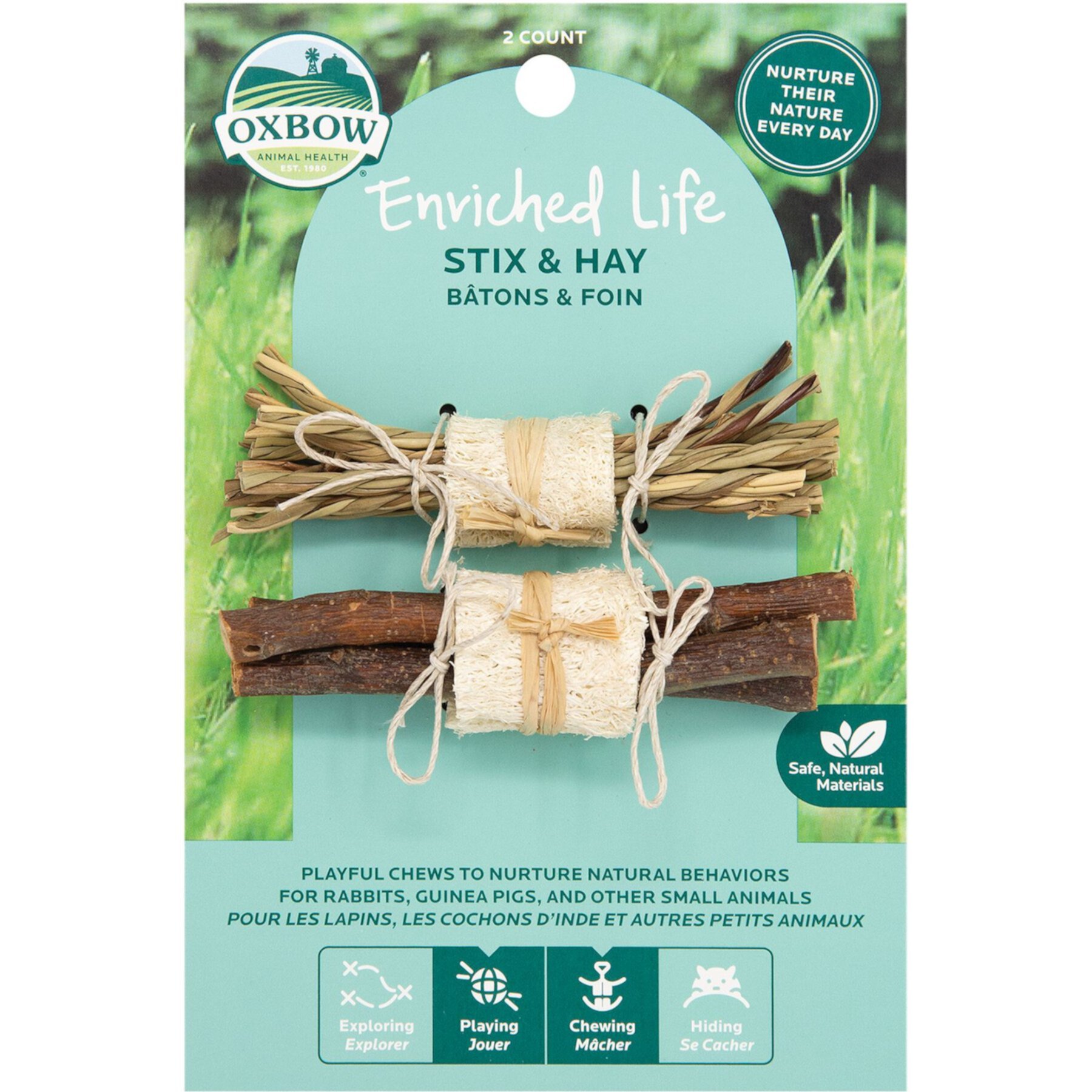 Oxbow Enriched Life Stix & Hay Small Animal Chew Toy, 2 count Oxbow