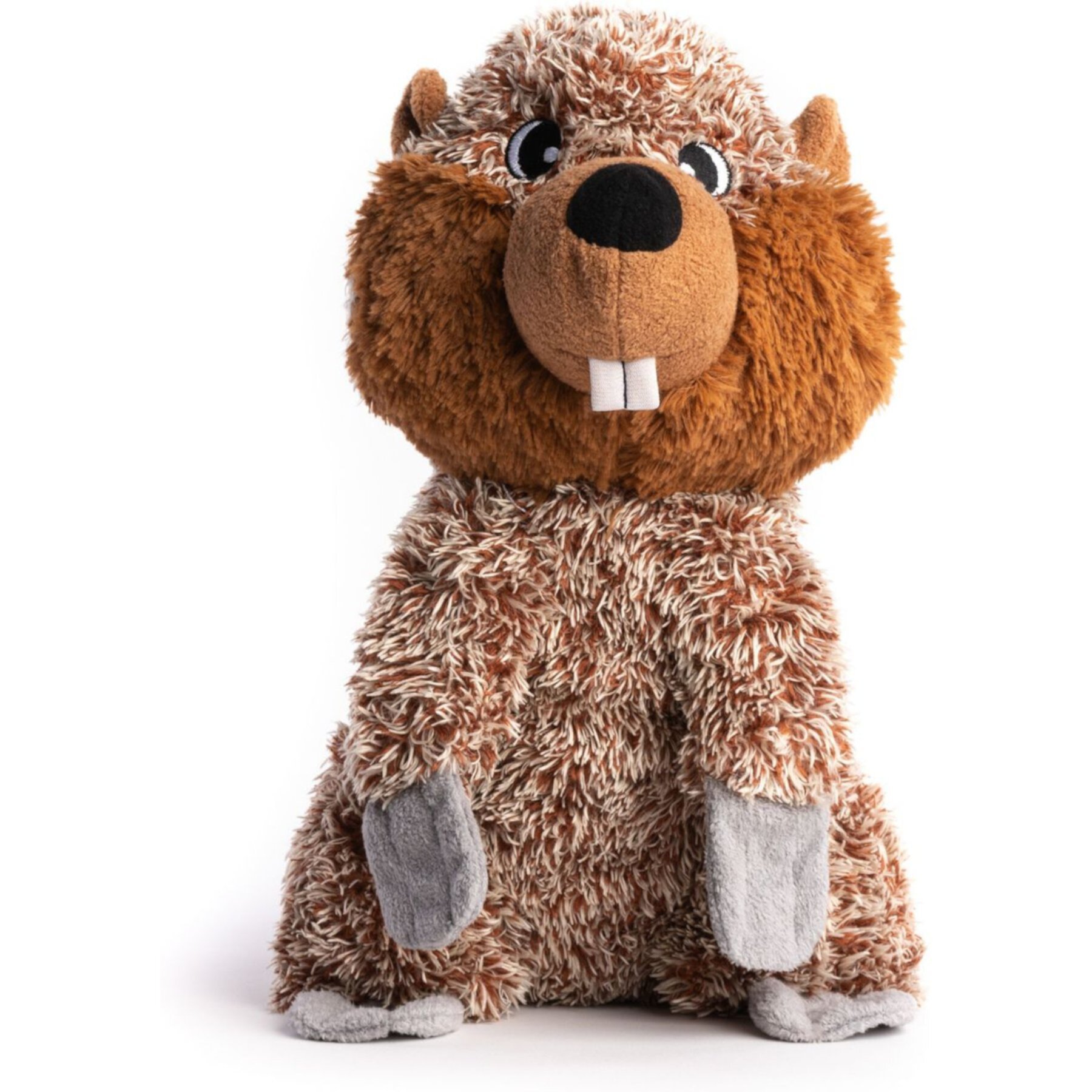 fabdog Beaver Fluffy Tough Squeaky Plush Dog Toy, Brown fabdog