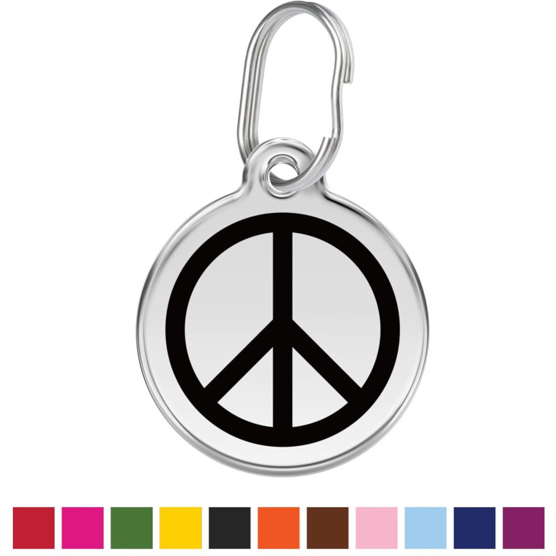 Red Dingo Peace Sign Stainless Steel Personalized Dog & Cat ID Tag Red Dingo