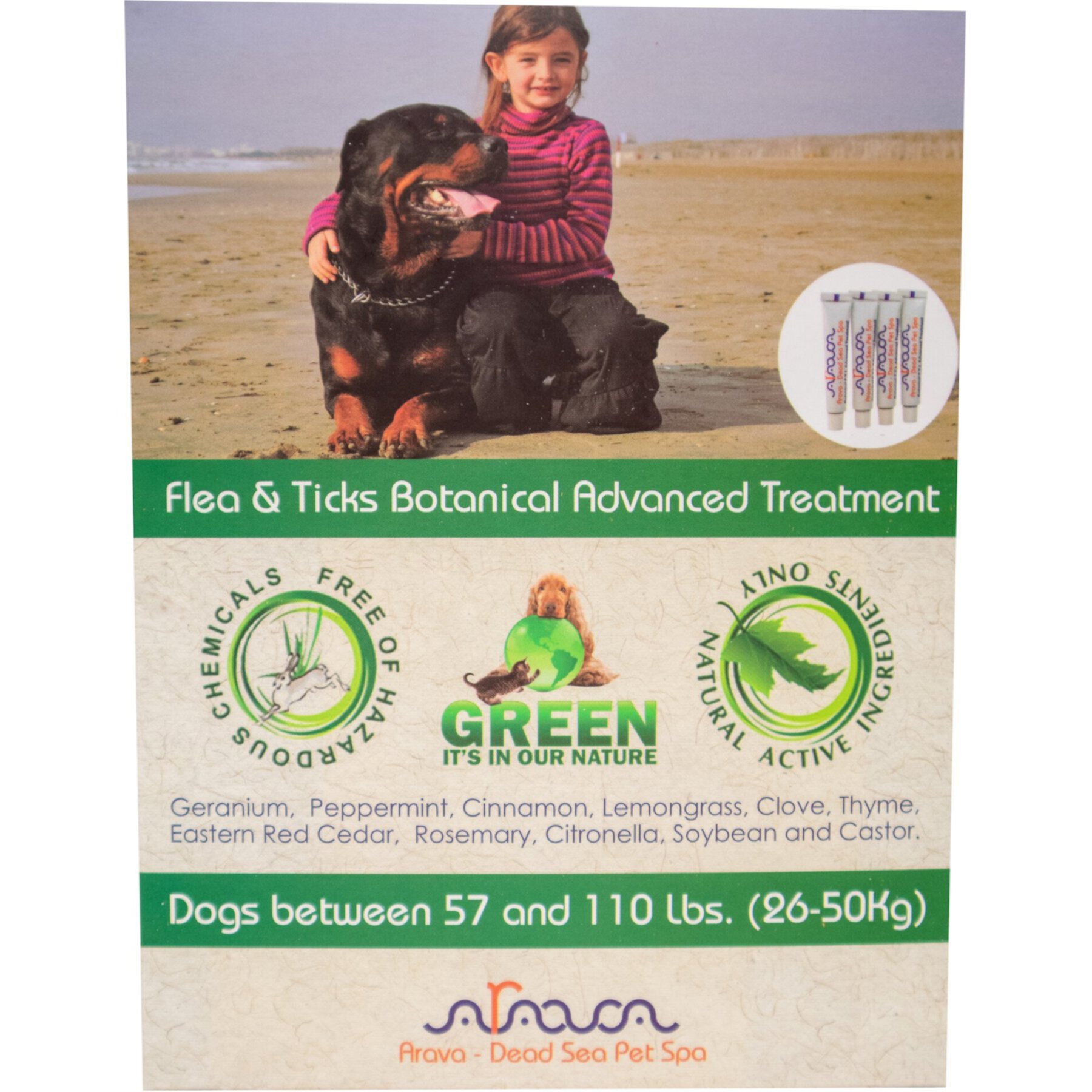 Arava Dead Sea Pet Spa Flea & Tick Spot Treatment for Dogs, 57-110 lbs Arava Dead Sea Pet Spa