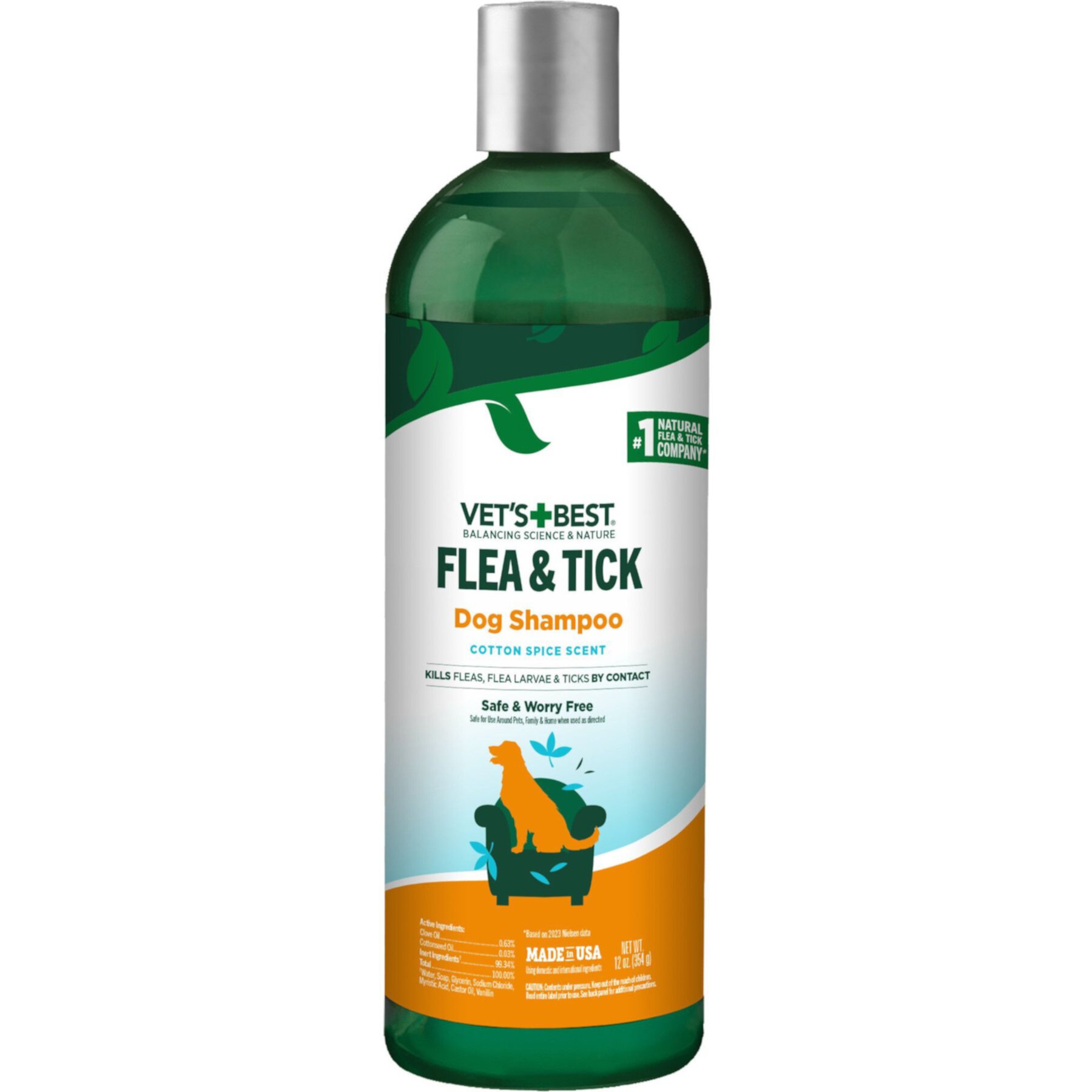 Vet's Best Flea & Tick Cotton Spice Scent Dog Shampoo, 12-fl oz bottle Vet's Best