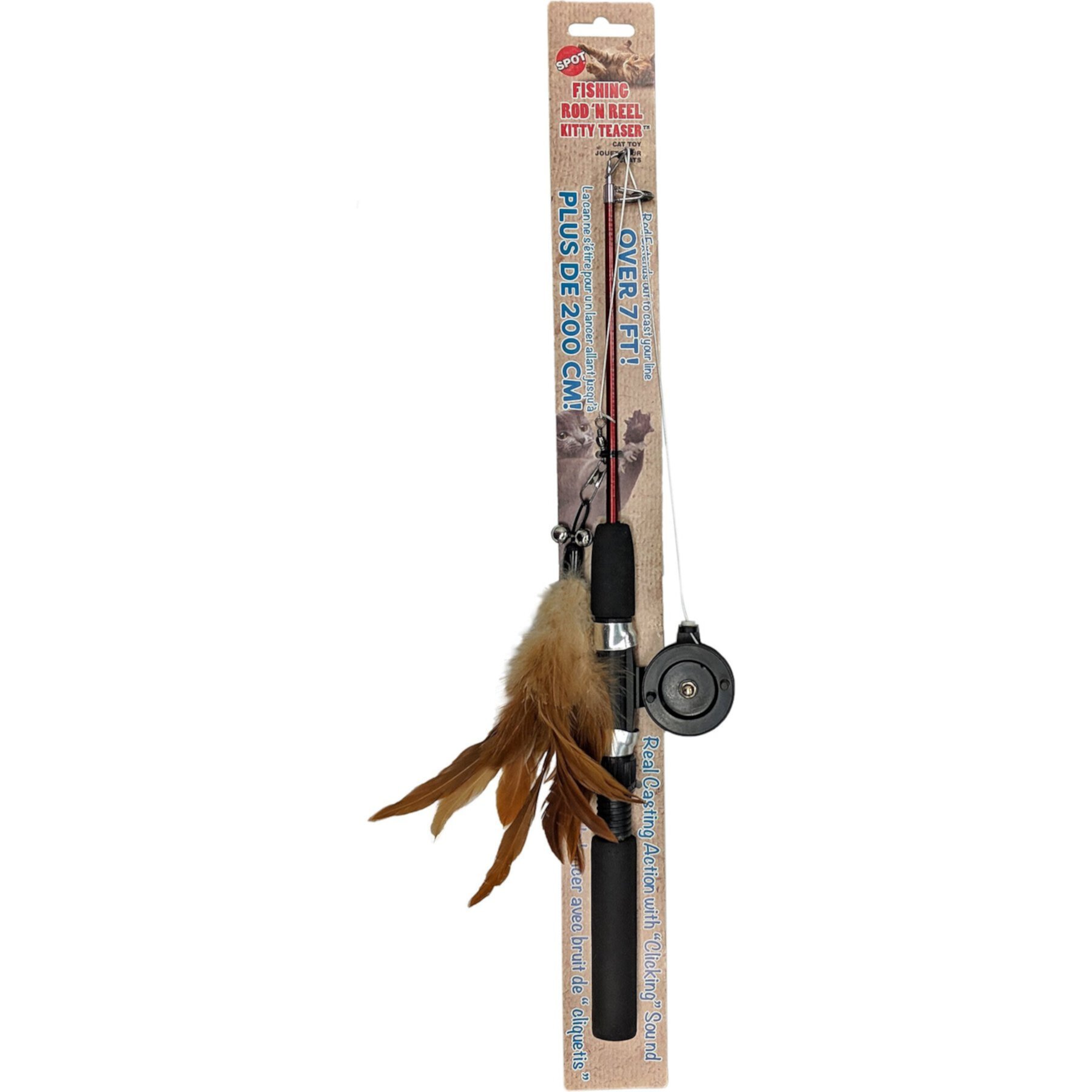 Ethical Pet Fishing Rod & Reel Kitty Teaser Cat Toy, Color Varies Ethical Pet