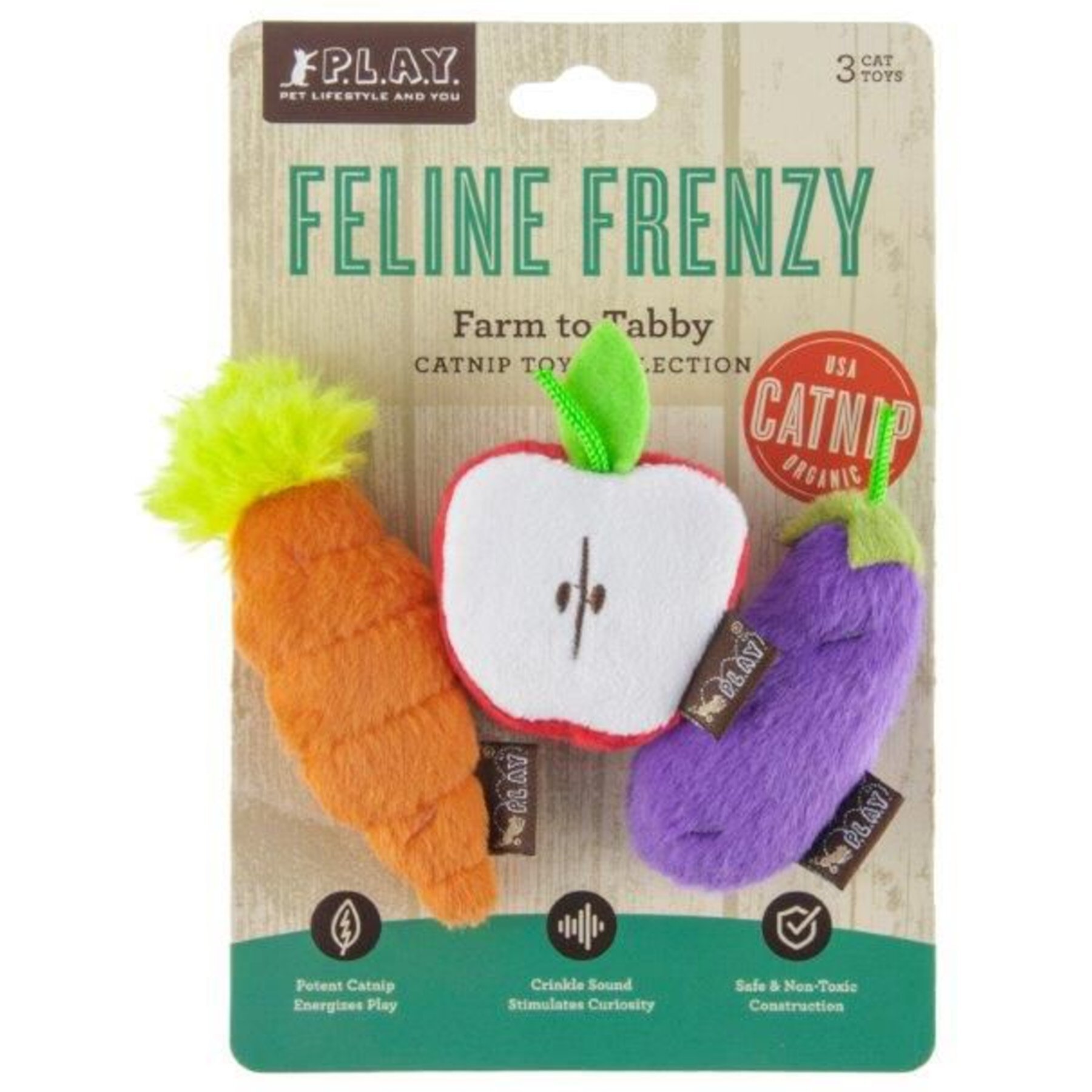 P.L.A.Y. Pet Lifestyle and You Feline Frenzy Farm To Tabby Plush Squeaky Cat Toy P.L.A.Y. Pet Lifestyle and You