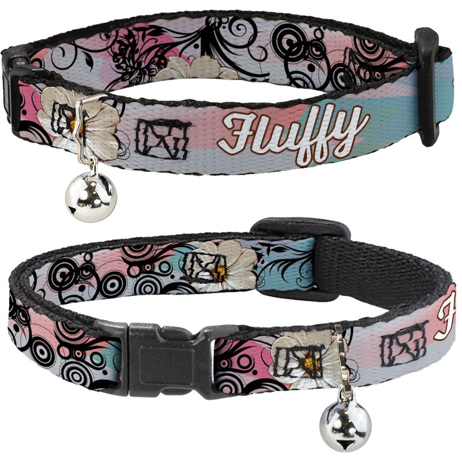 Buckle-Down Personalized Breakaway Cat Collar with Bell, Flowers & Filigree Buckle-Down