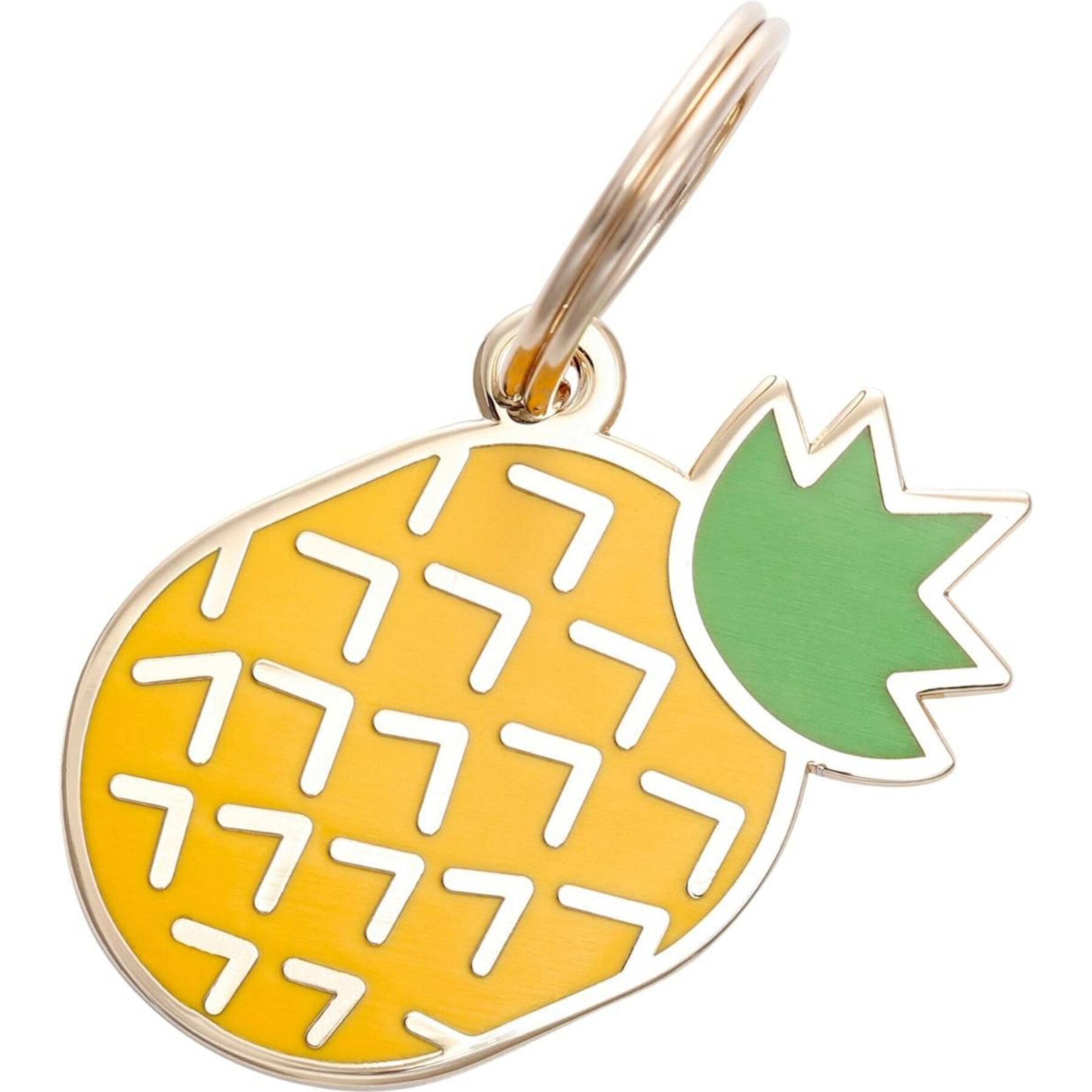 Two Tails Pet Company Pineapple Brass Non-Personalized Dog & Cat ID Tag, Yellow Two Tails Pet Company