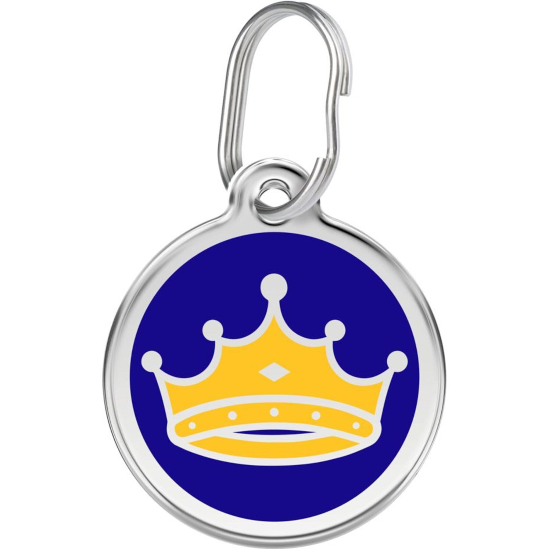 Red Dingo King's Crown Stainless Steel Personalized Dog & Cat ID Tag, Blue Red Dingo