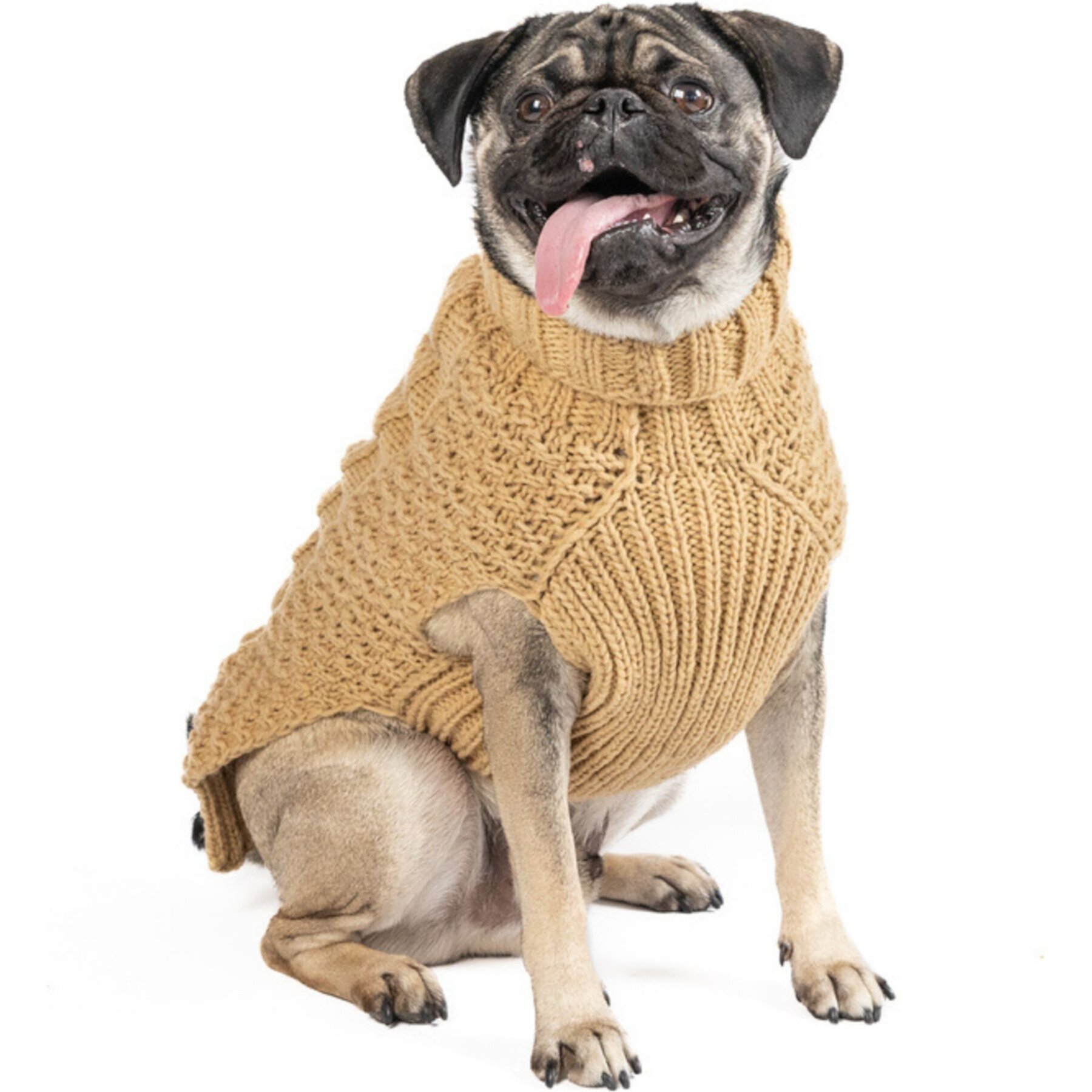 Chilly Dog Camel Alpaca Cable Knit Wool Dog & Cat Sweater Chilly Dog