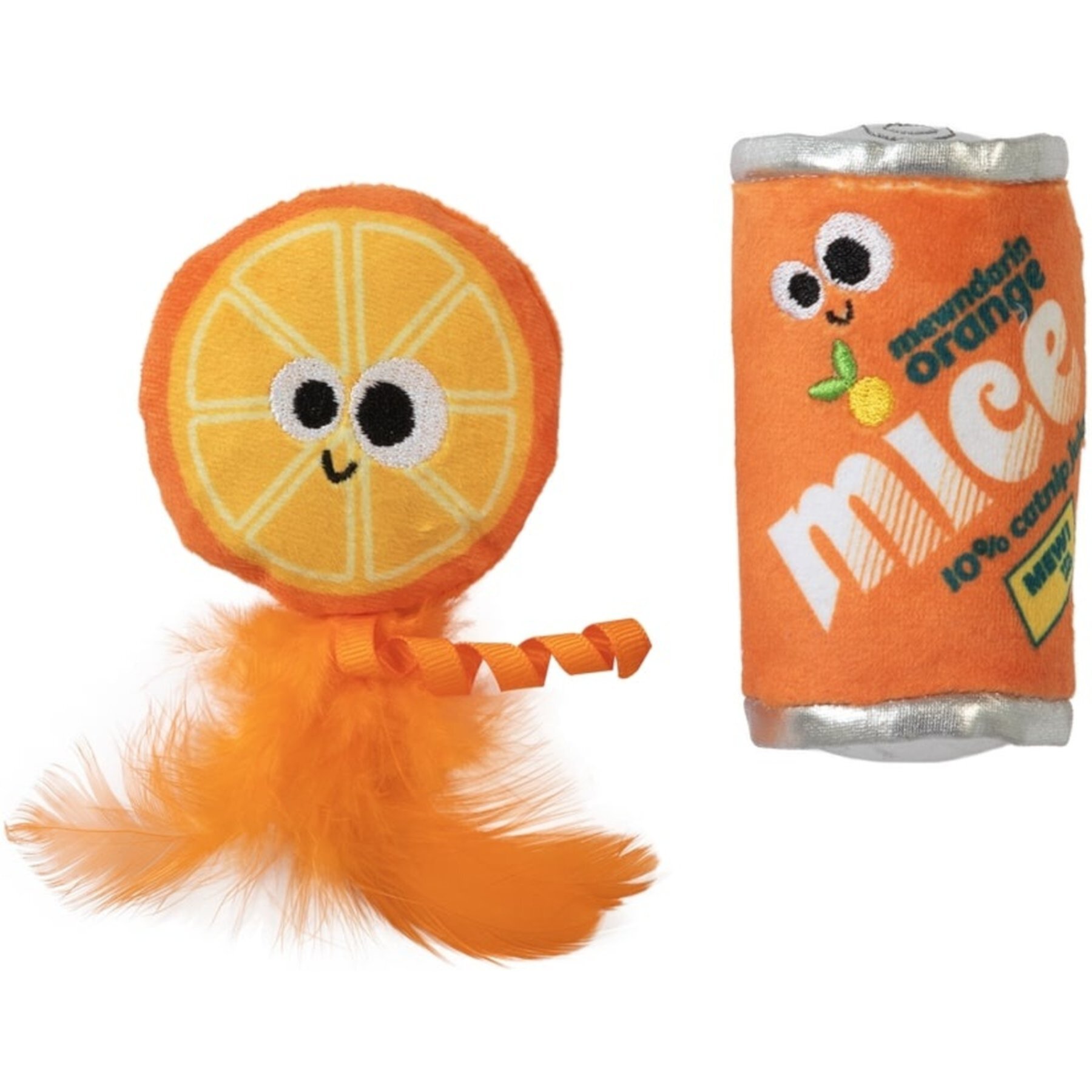 Mad Cat Orange Mice Soda Cat Toy with Catnip, Multicolor, 2 count Mad Cat