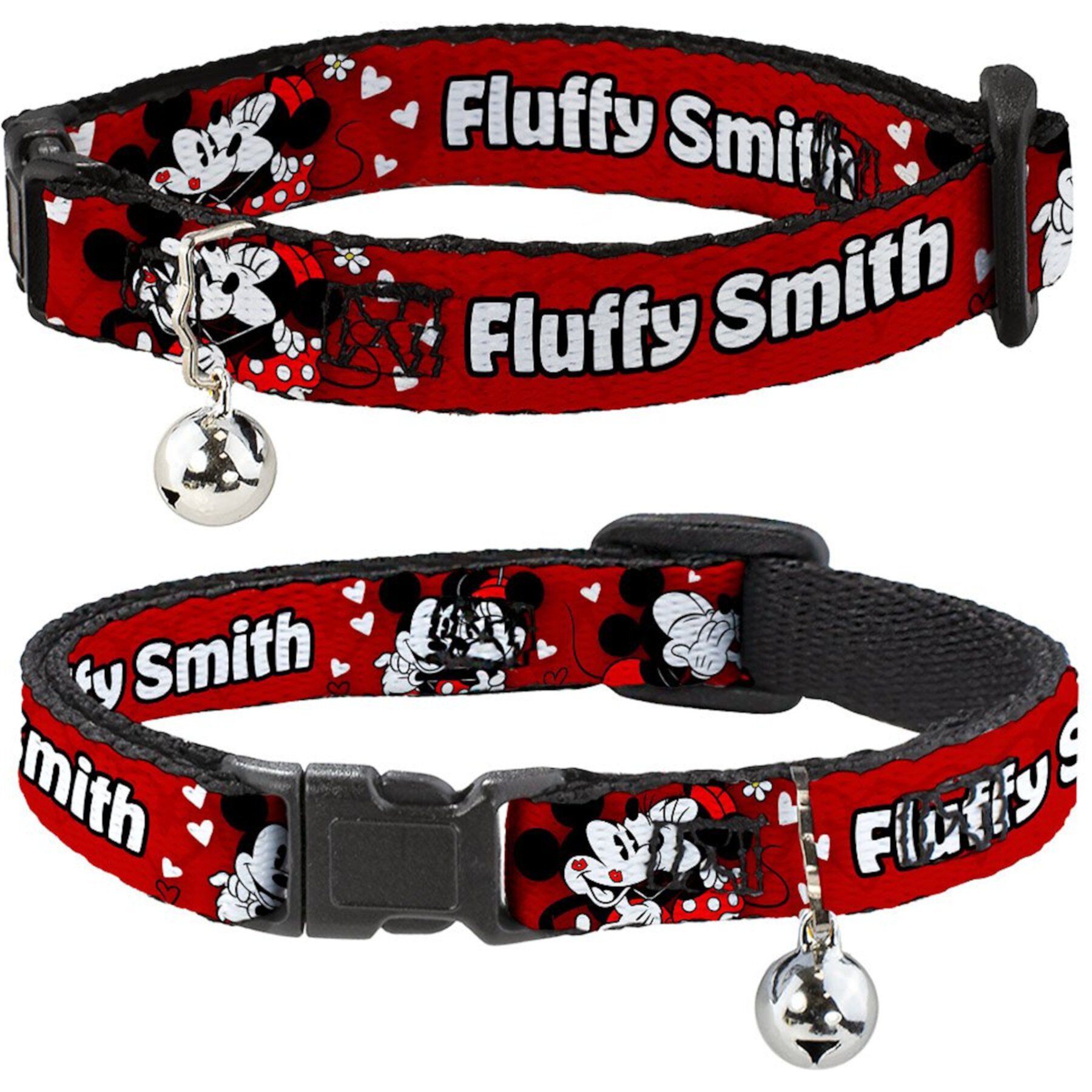 Buckle-Down Disney Mickey & Minnie Hugs & Kisses Poses Personalized Breakaway Cat Collar with Bell Buckle-Down