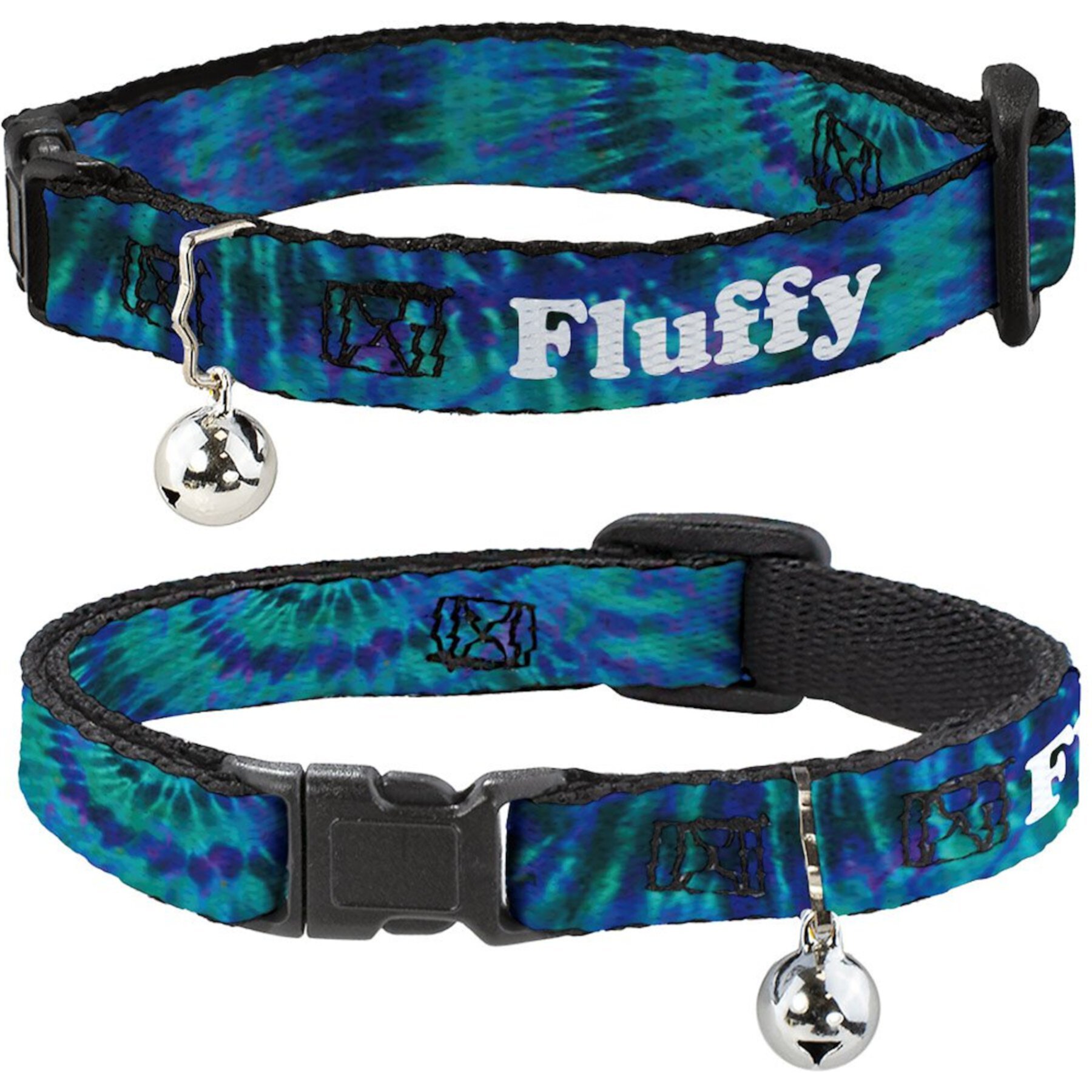 Buckle-Down Personalized Breakaway Cat Collar with Bell, Tie Dye Buckle-Down