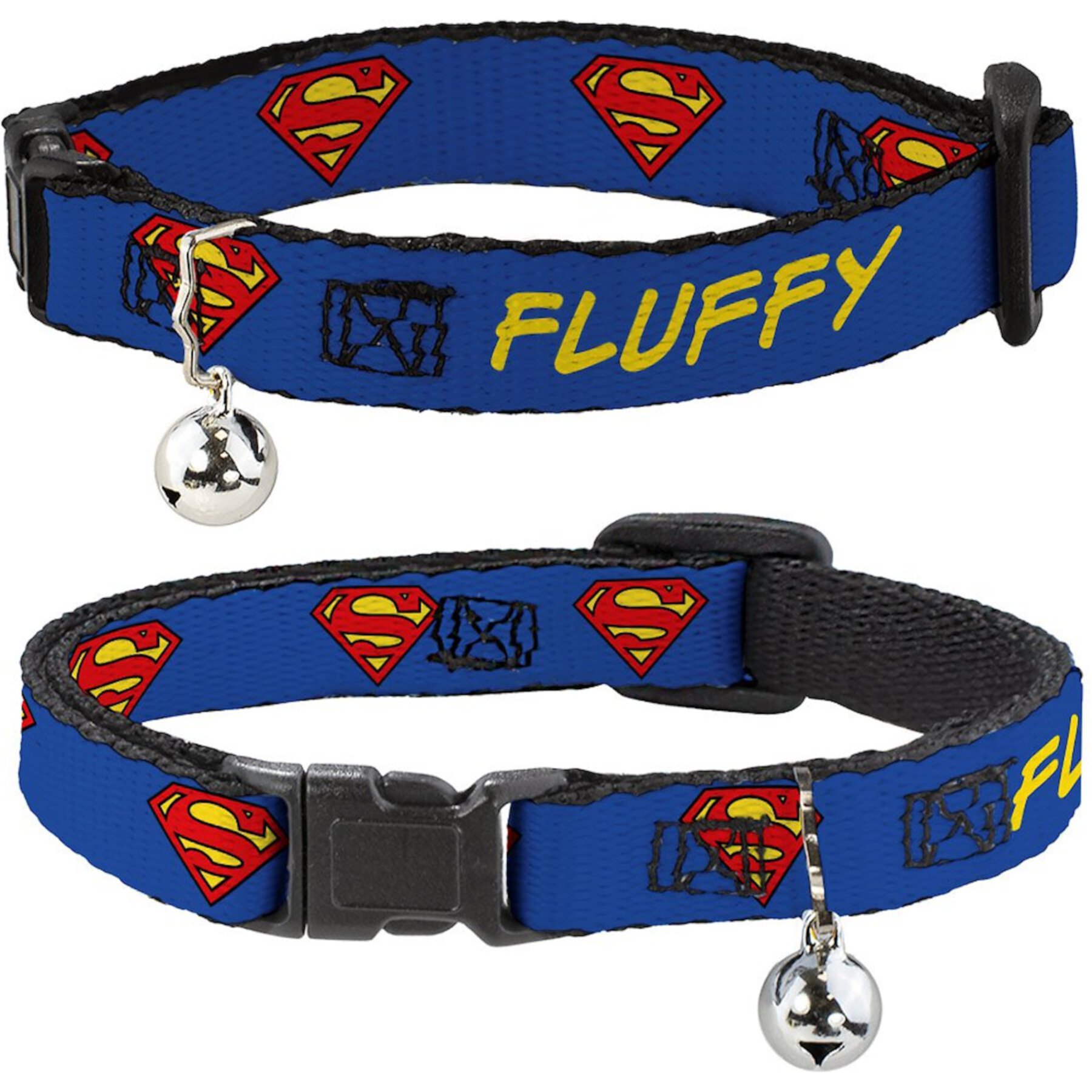 Buckle-Down DC Comics Superman Shield Personalized Breakaway Cat Collar with Bell Buckle-Down